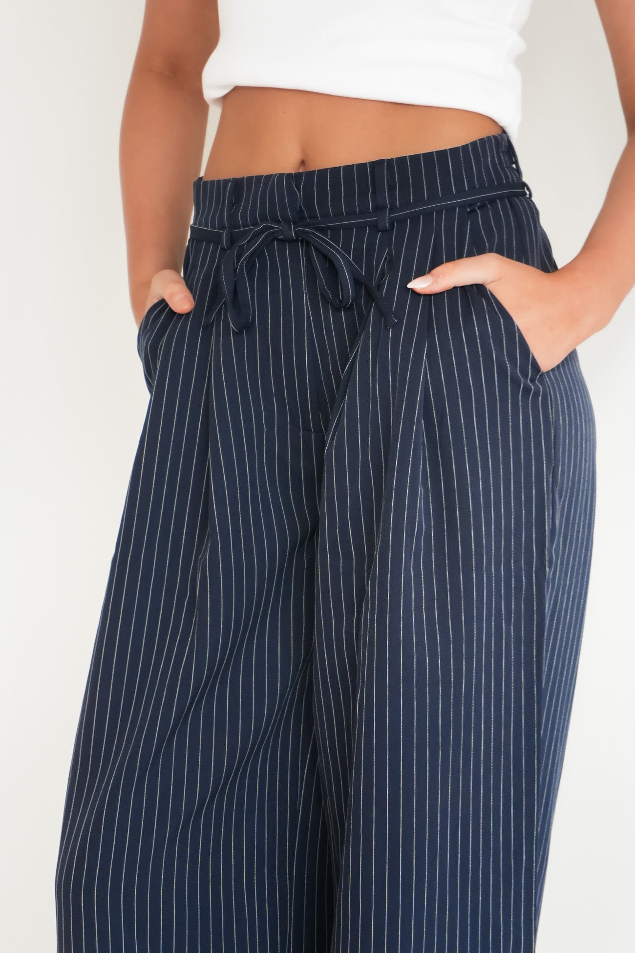 Tarly Pant Navy Pinstripe
