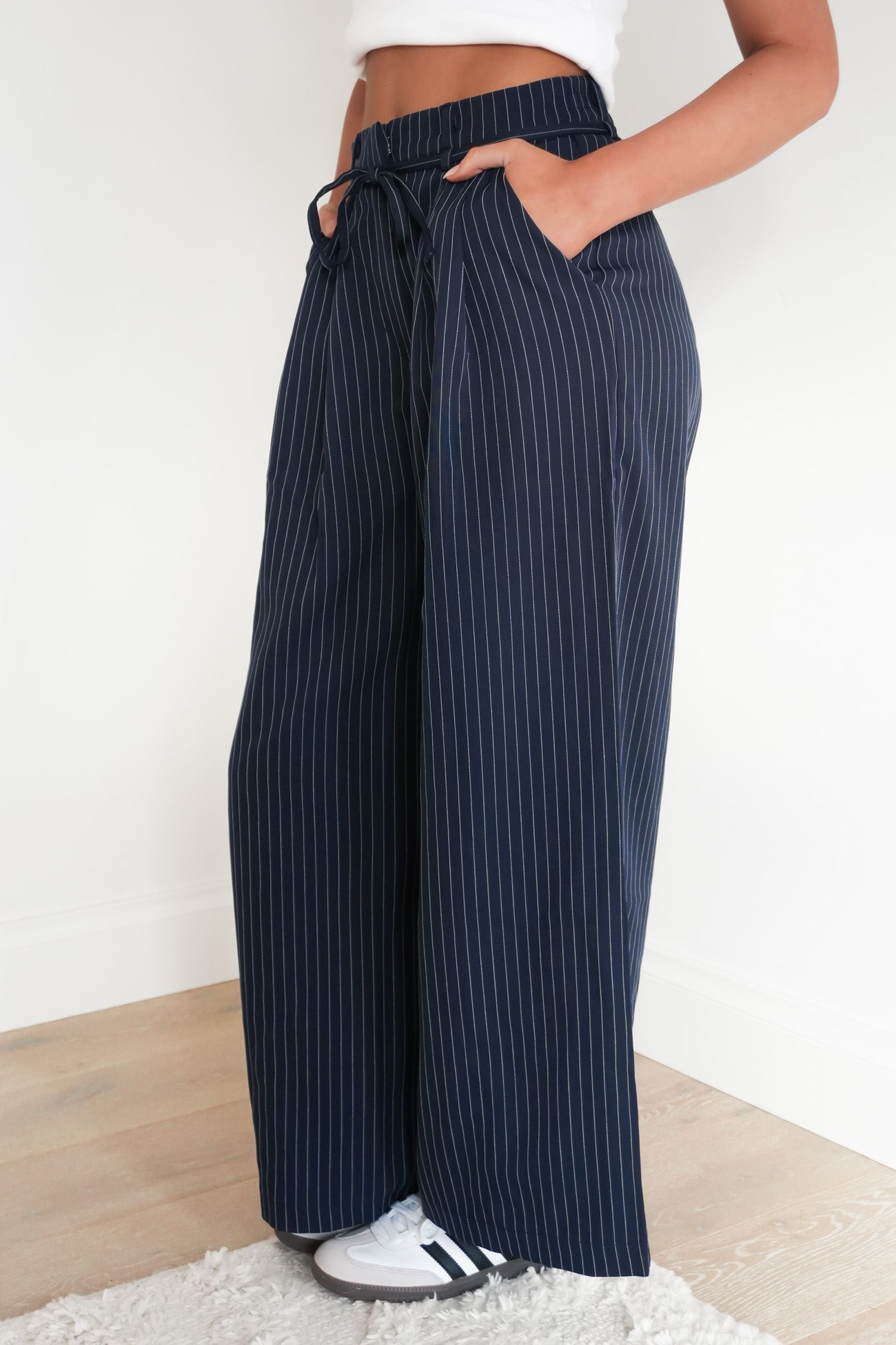 Tarly Pant Navy Pinstripe