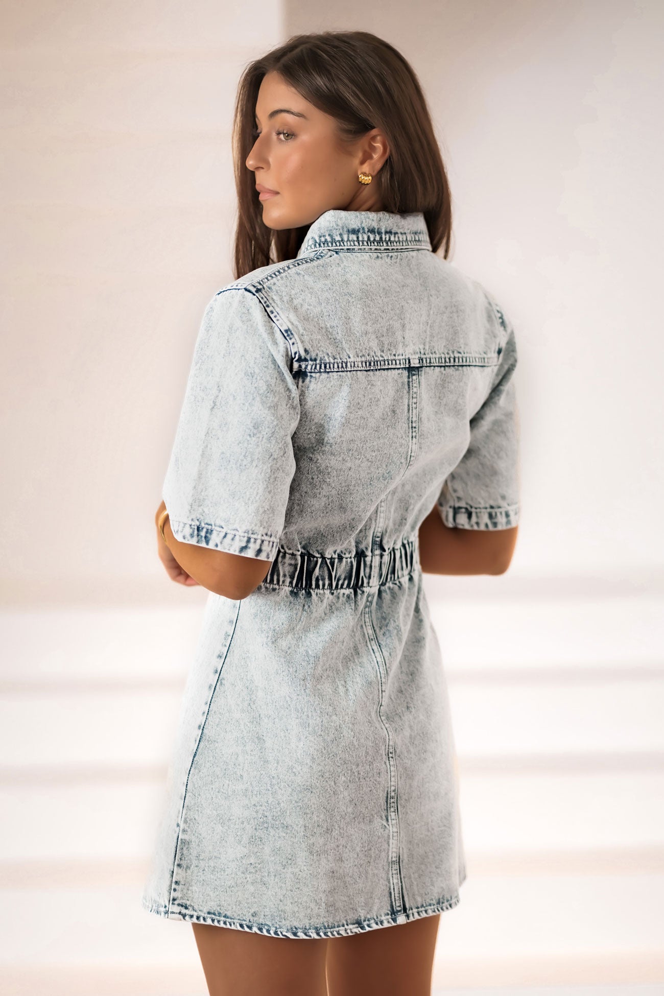 Tatum Denim Mini Dress Sky Blue