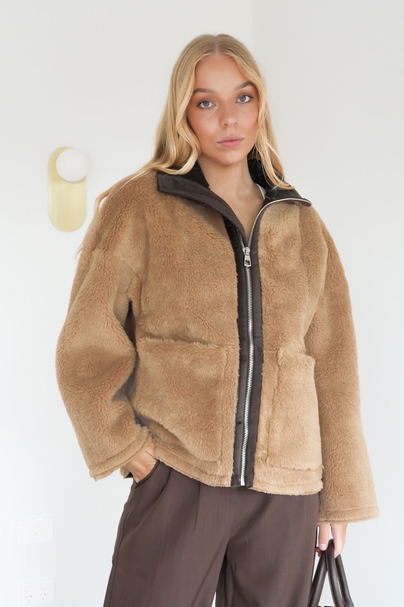 Tayce Teddy Jacket Tan