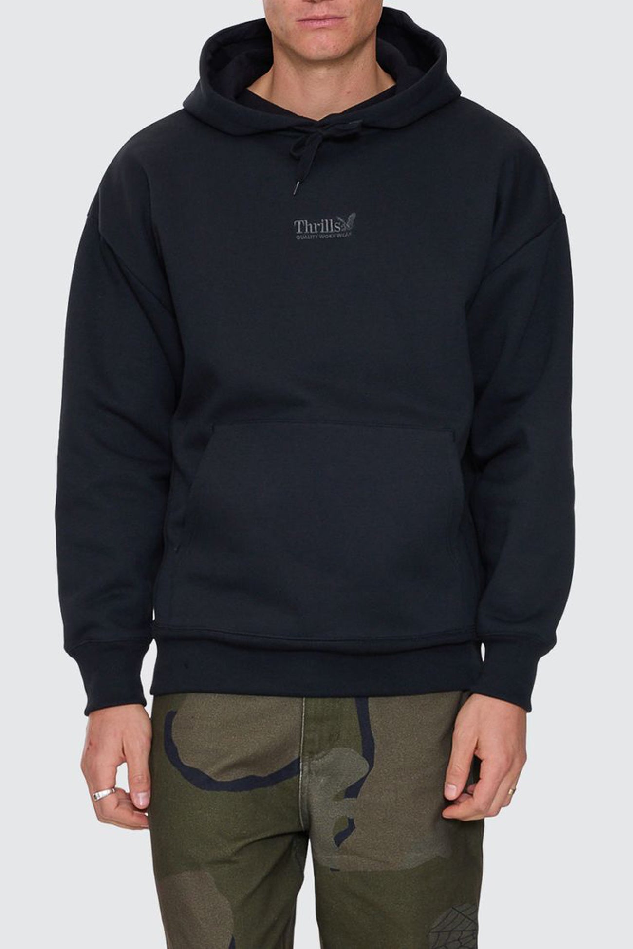 Thrills Union Slouch Pull On Hood Pirate Black
