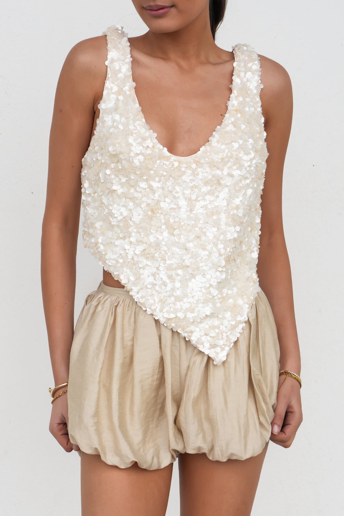 Tessie Sequin Top White