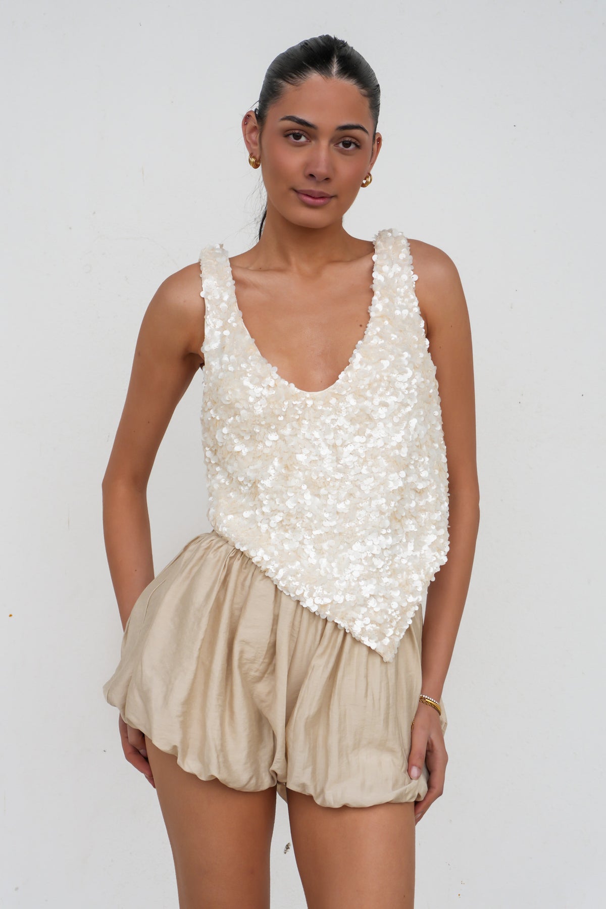 Tessie Sequin Top White