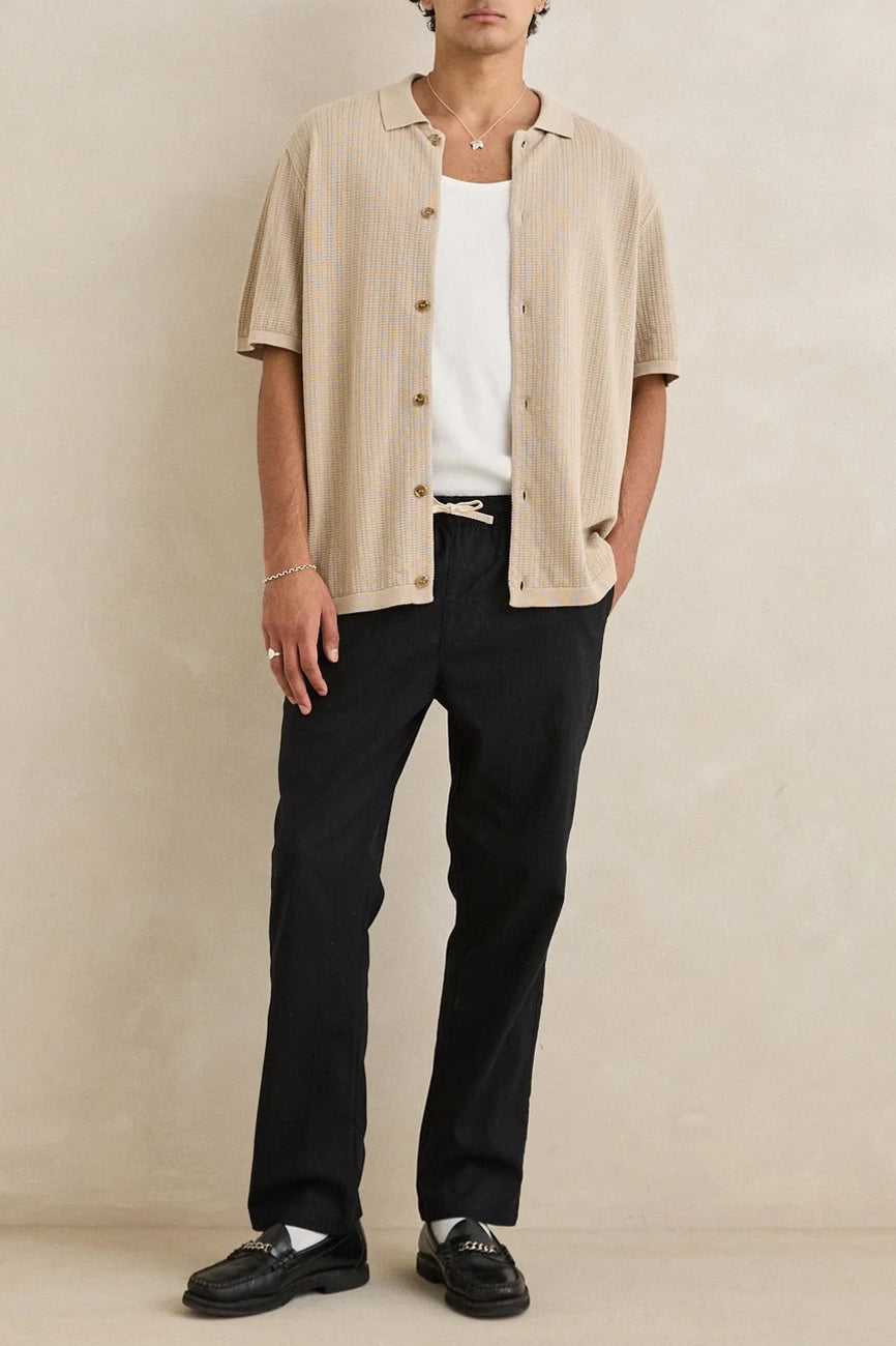 Textured Knit Short Sleeve Shirt Stone