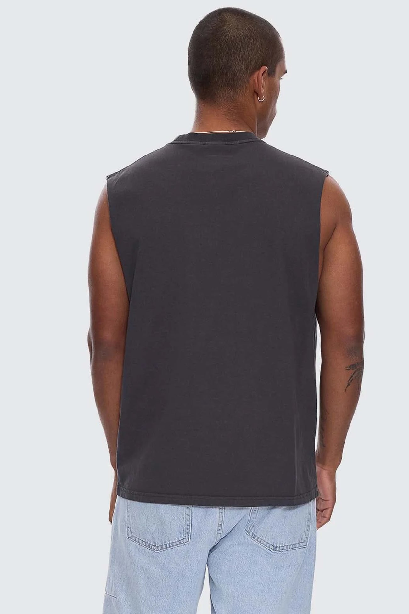 Thrills Workwear Embro Merch Fit Muscle Tee Dark Charcoal