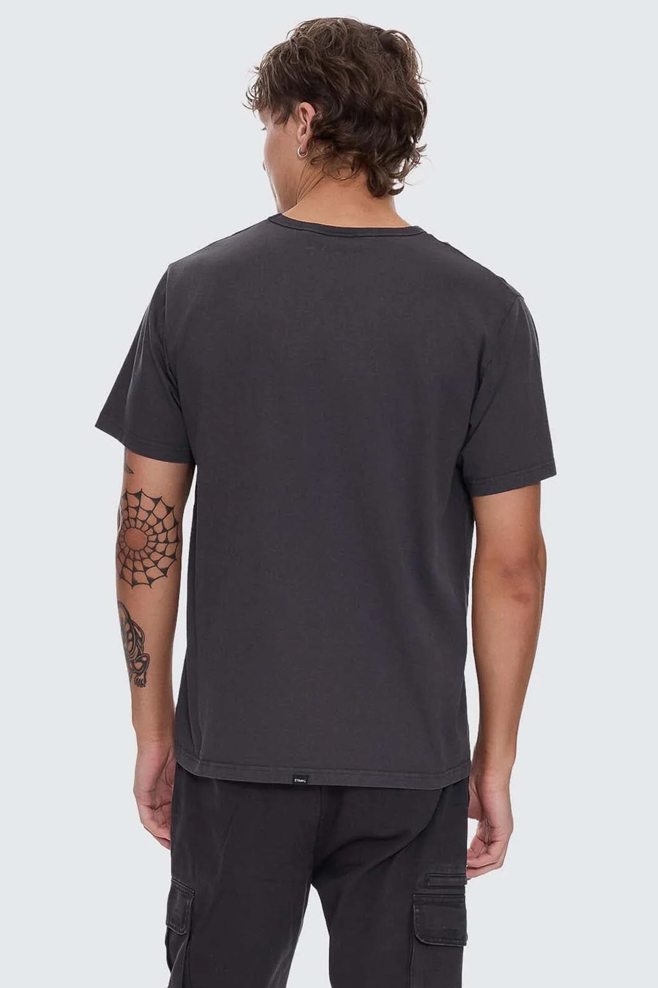 Thrills Workwear Embro Merch Fit Tee Dark Charcoal