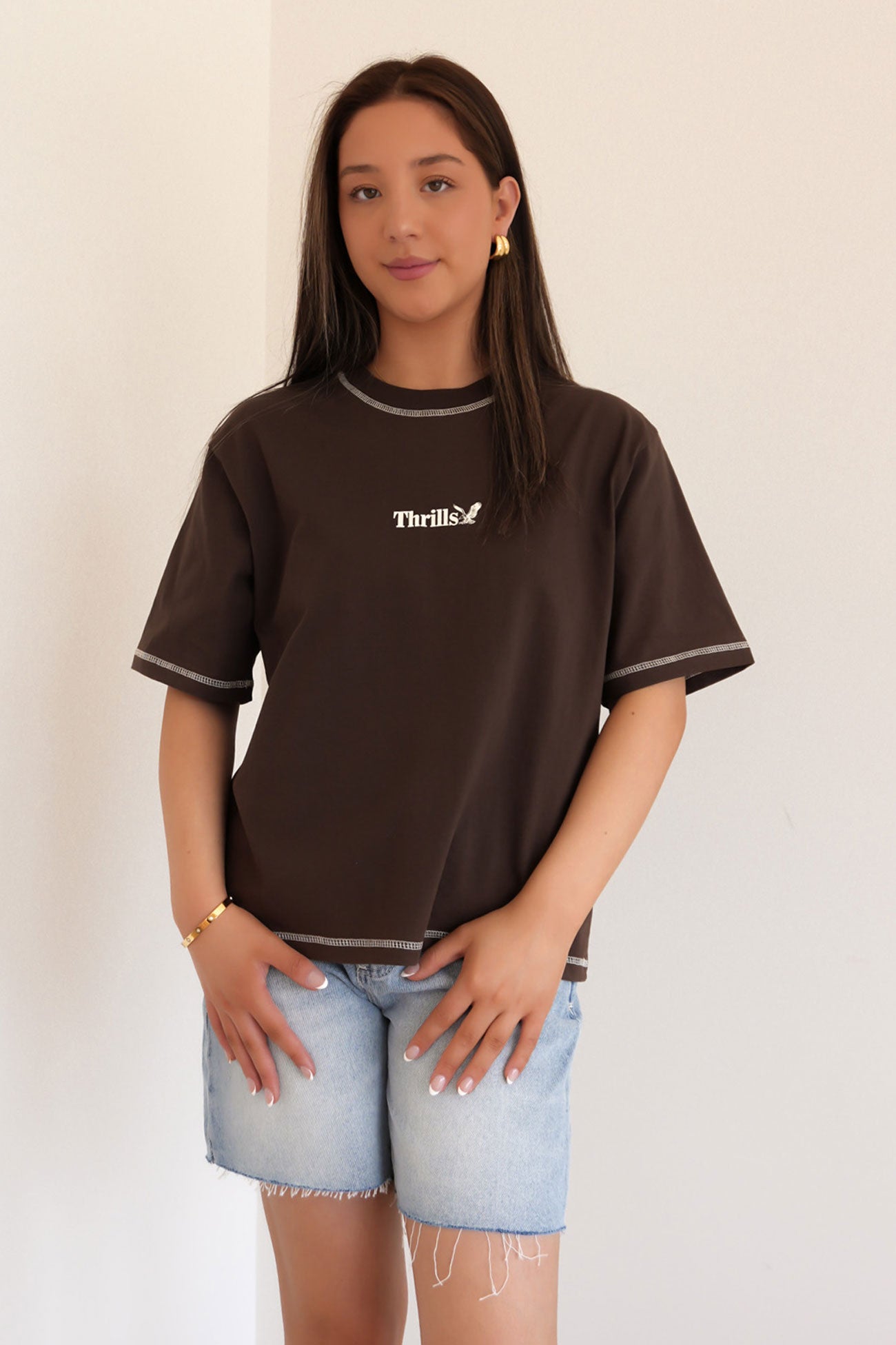 Thrills Workwear Square Tee Postal Brown