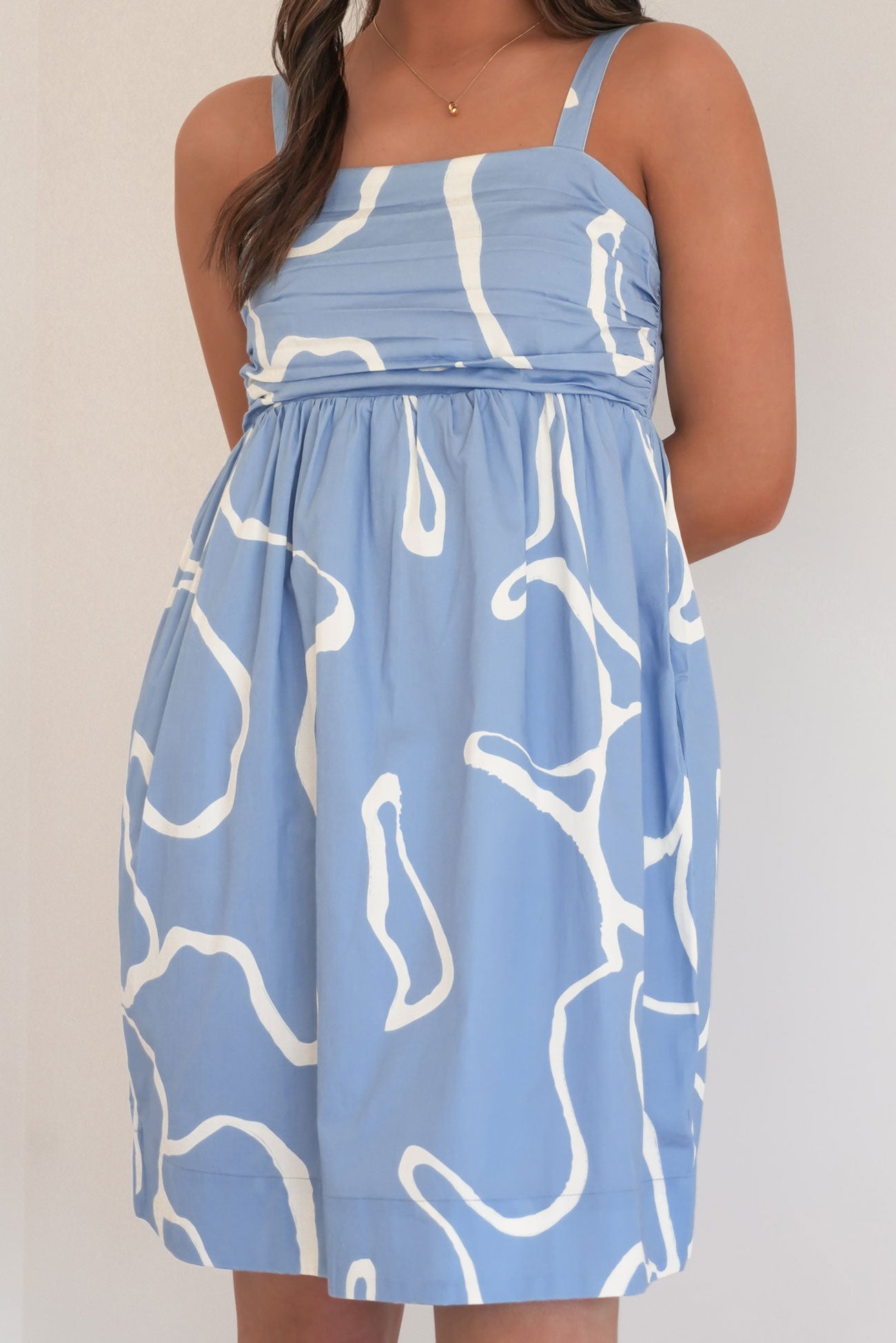 Tilda Empire Line Mini Dress Abstract Daisy