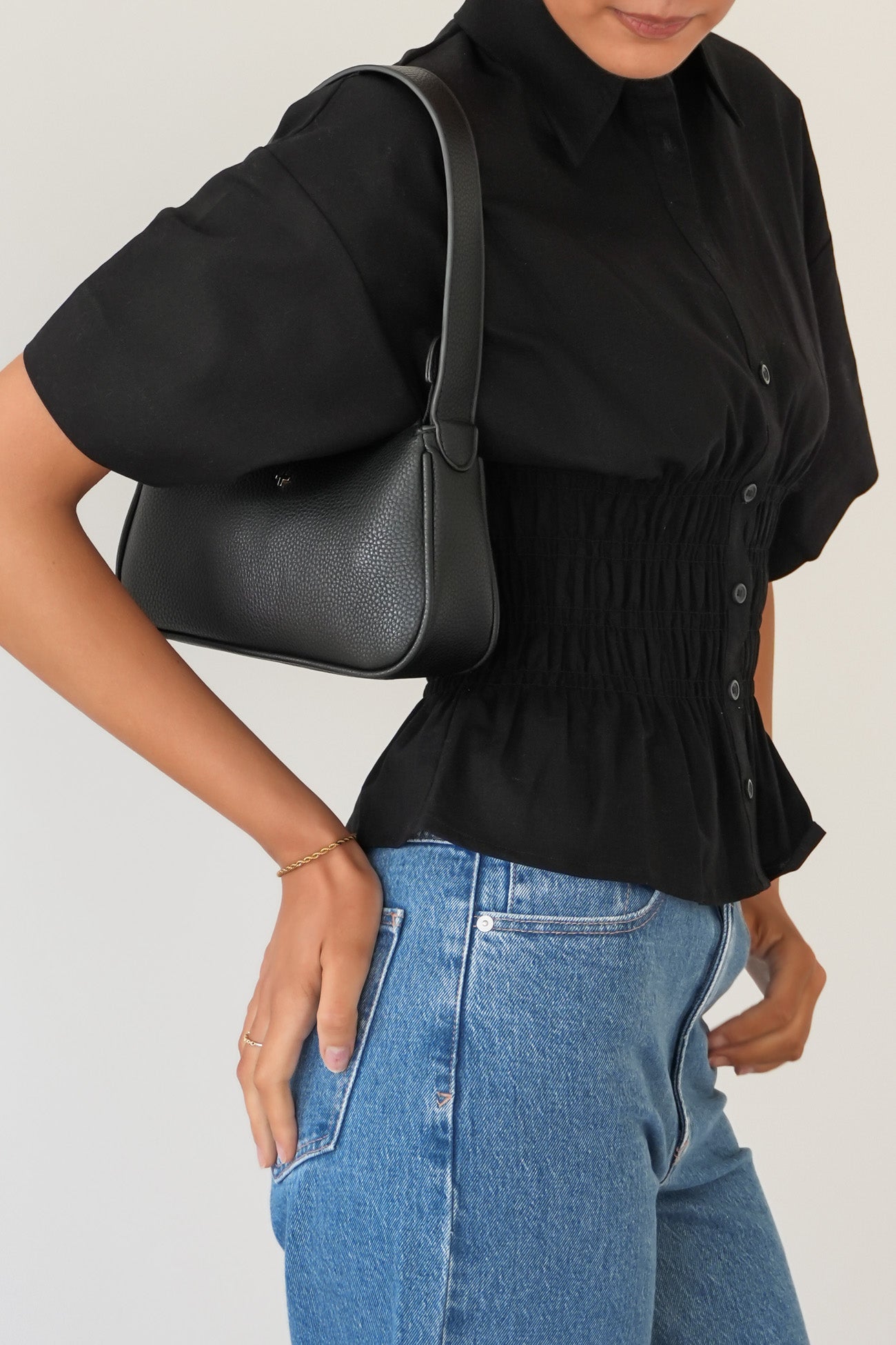 Timeless Shirred Top Black
