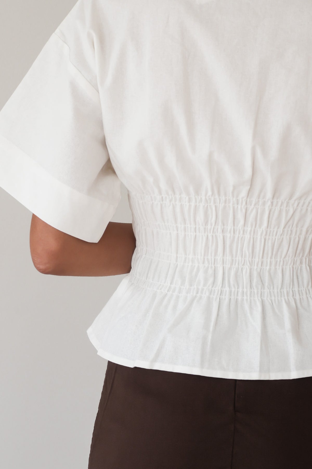 Timeless Shirred Top White