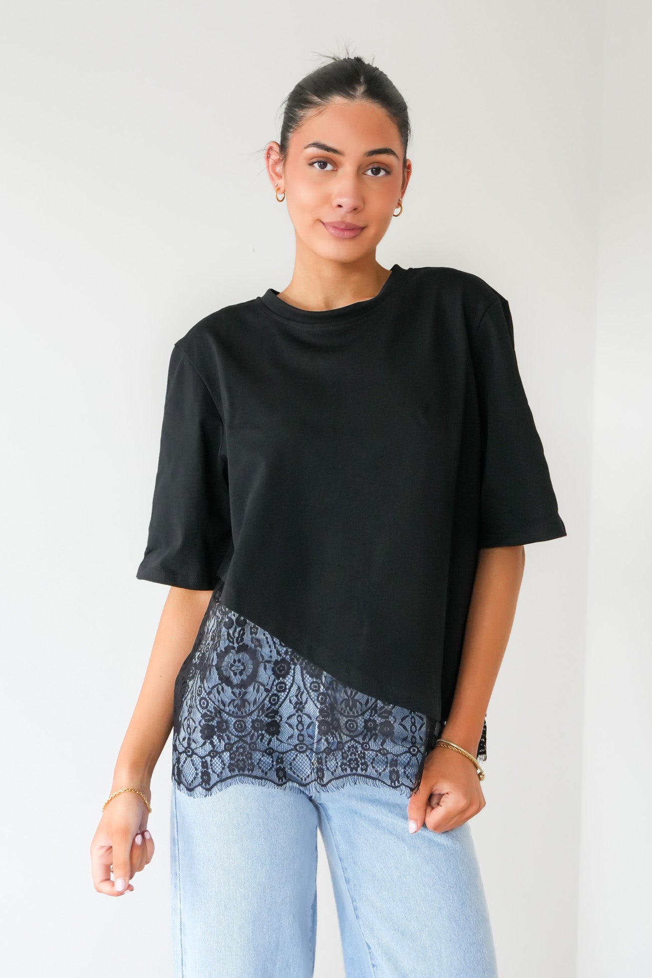 Tommi Lace Tee Black