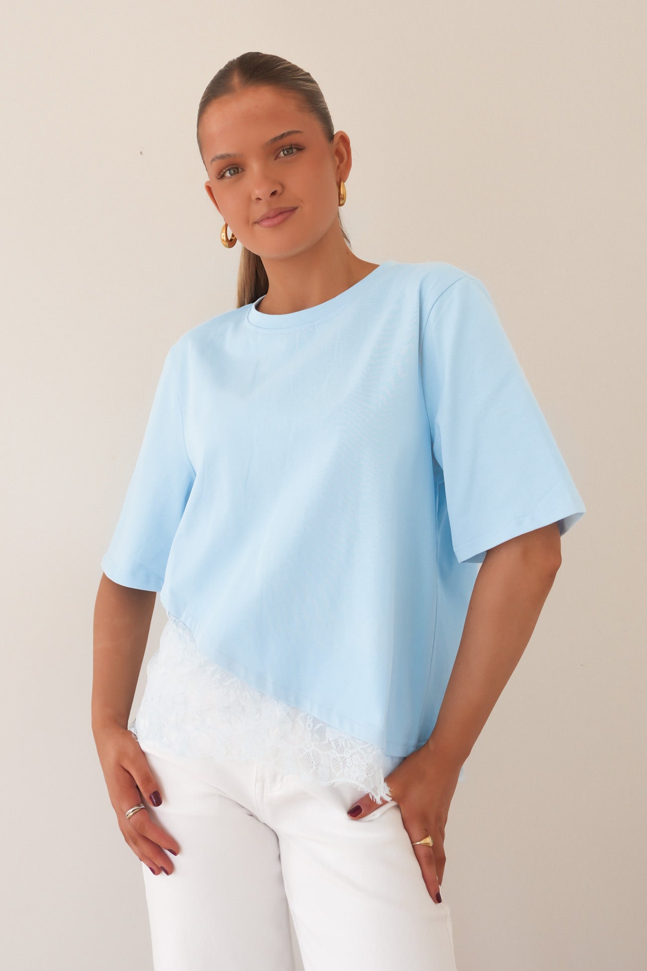 Tommi Lace Tee Blue