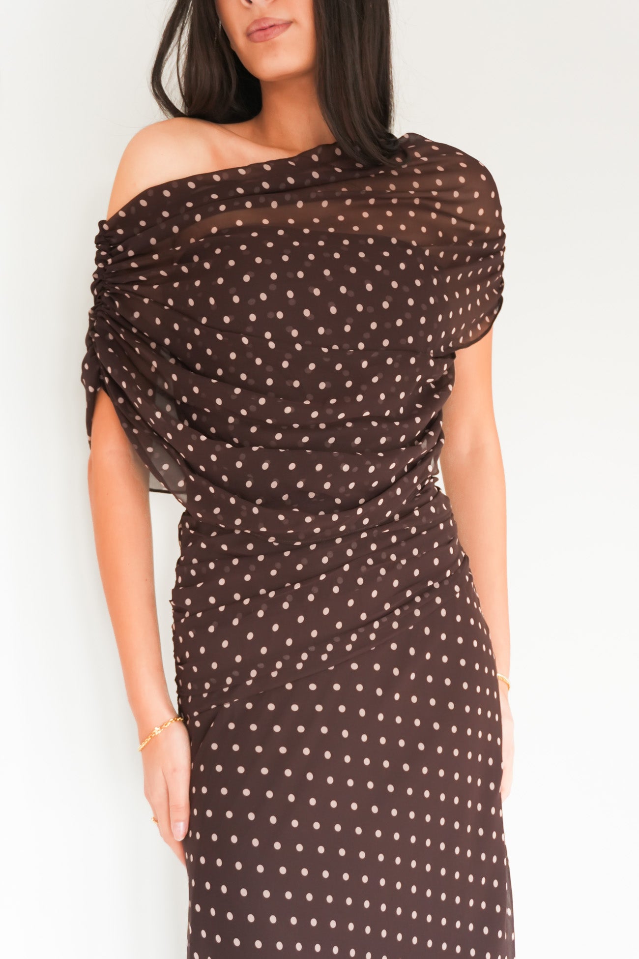 Tommy Midi Dress Brown Polka Dot