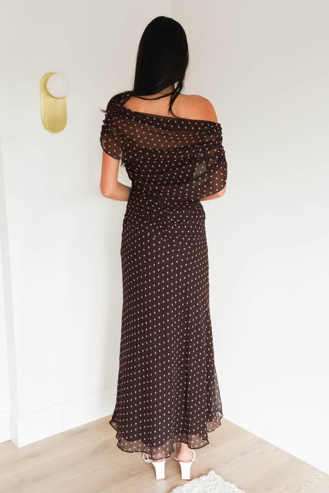Tommy Midi Dress Brown Polka Dot