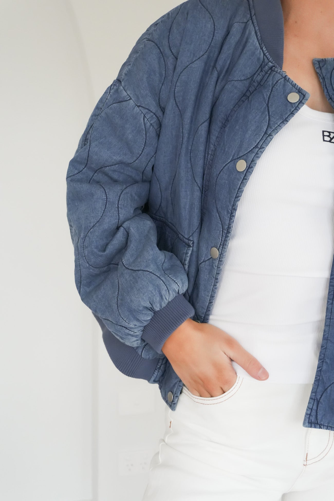 Toni Bomber Jacket Mid Blue Denim