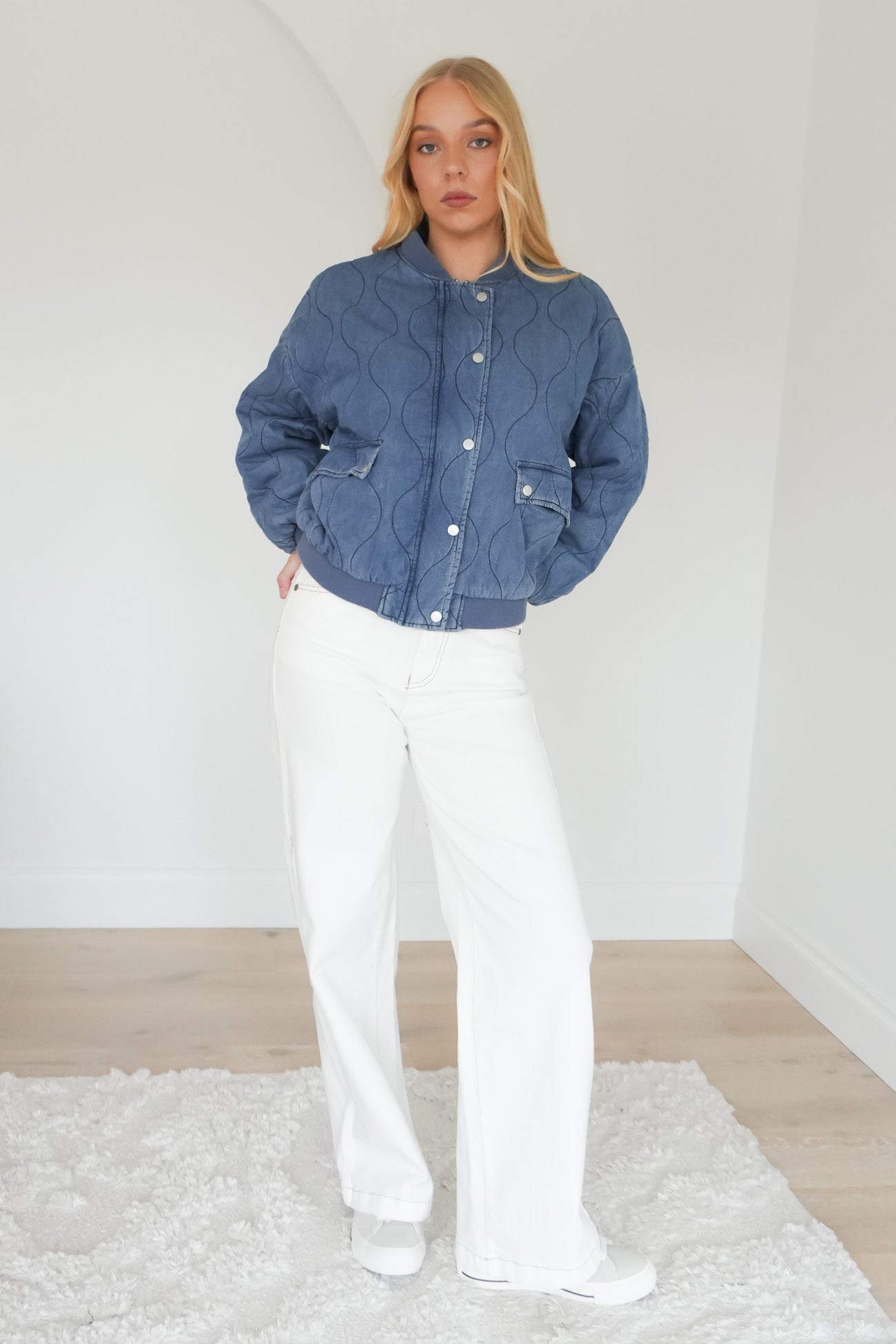 Toni Bomber Jacket Mid Blue Denim