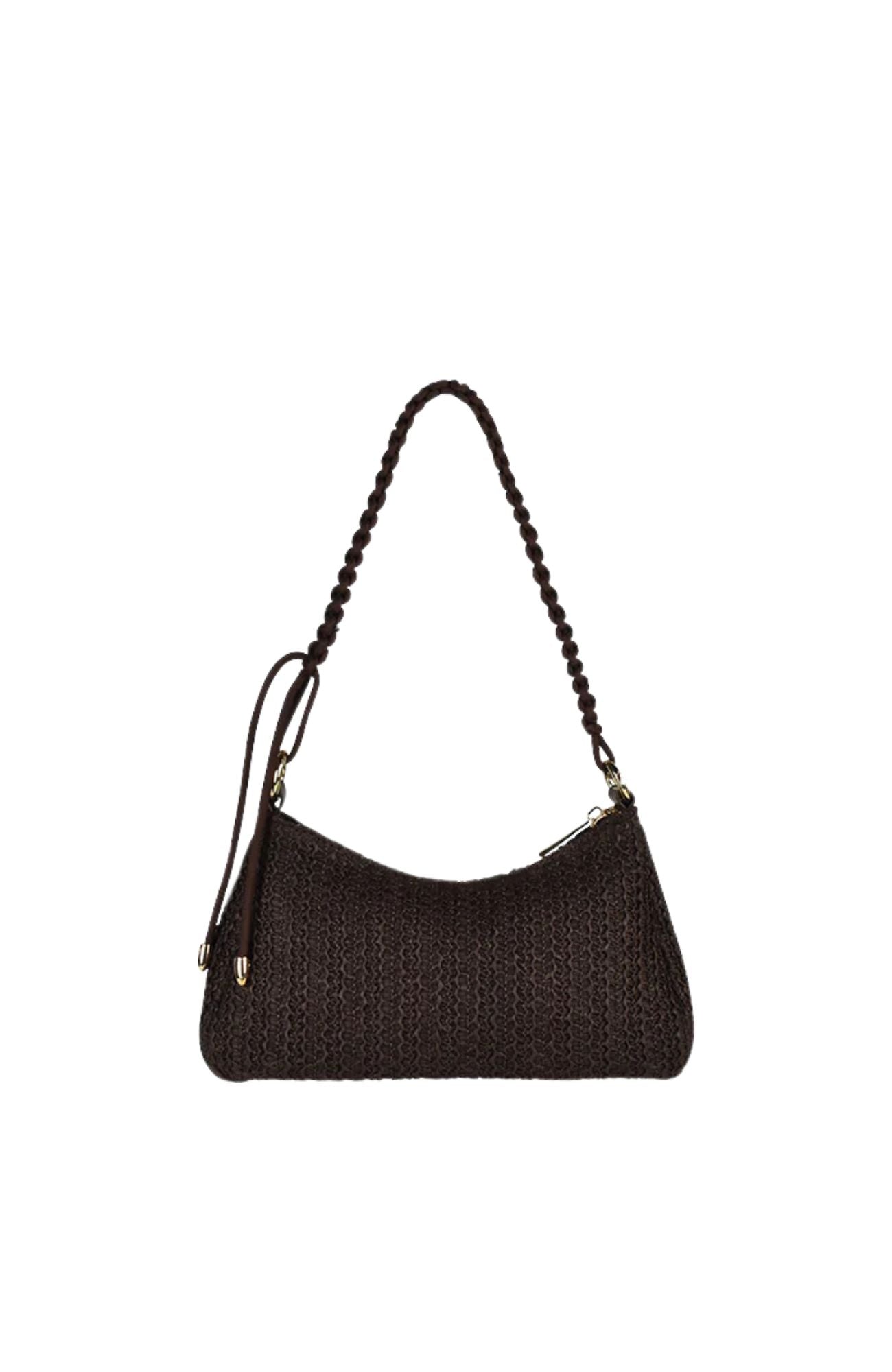 Tulum Bag Chocolate Raffia Gold