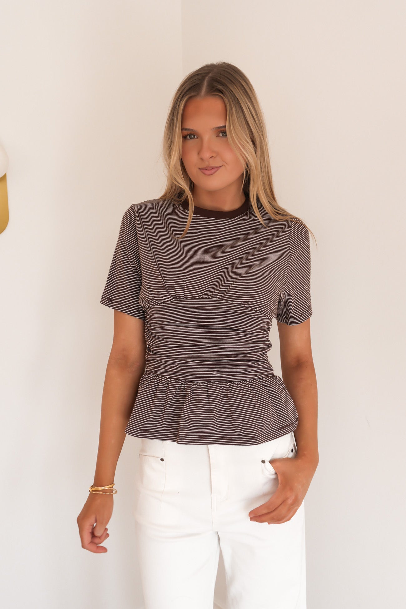 Tyler Stripe Tee Brown