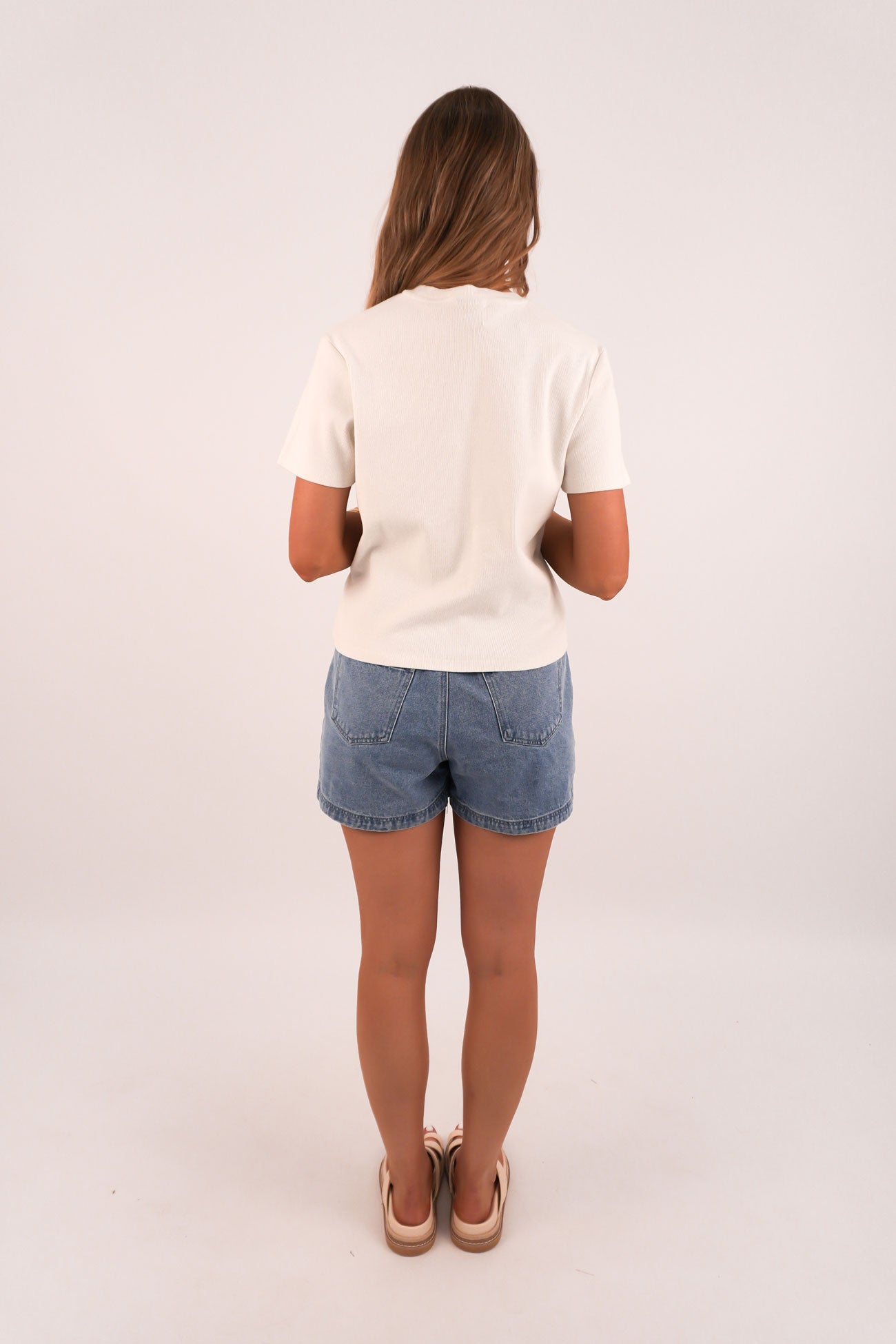 Undone Shrunken Rib Tee Eggshell White
