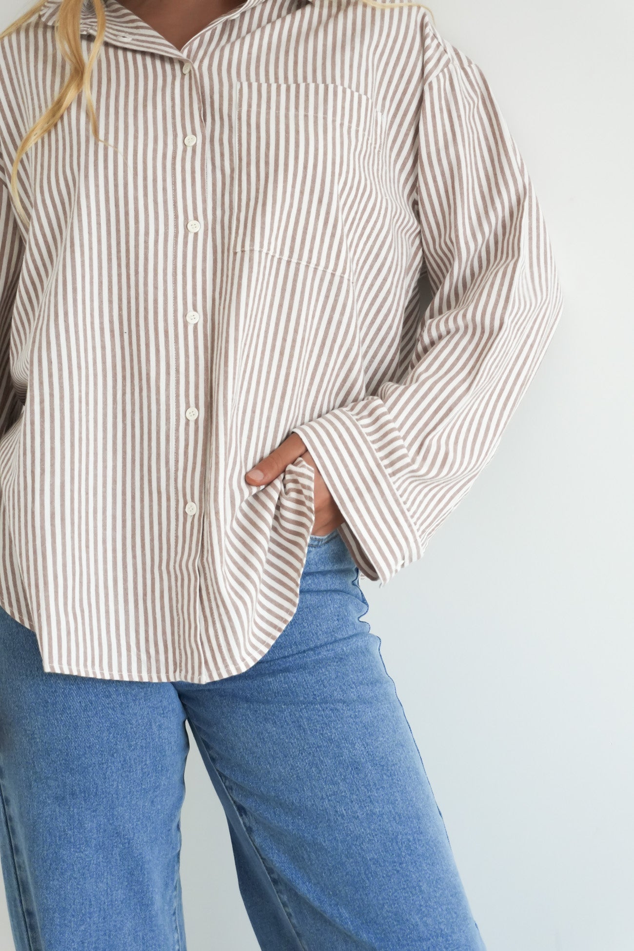 Valley Stripe Oversized Shirt Tan