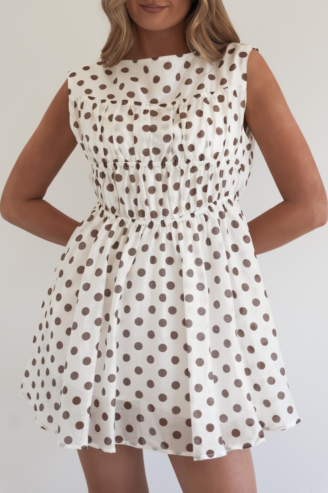 Vienne Mini Dress Cream Polka Dot