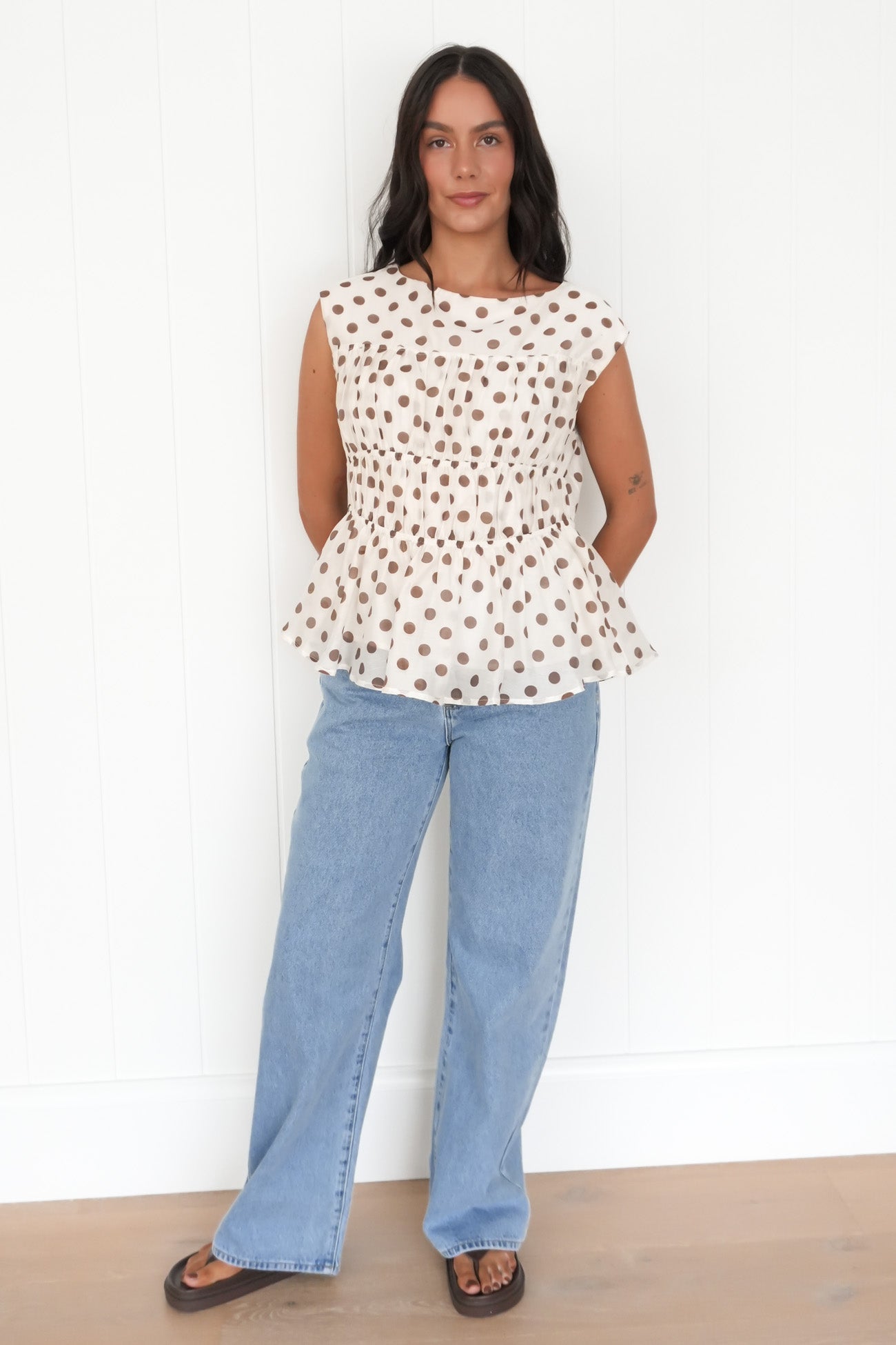 Vienne Top Cream Polka Dot