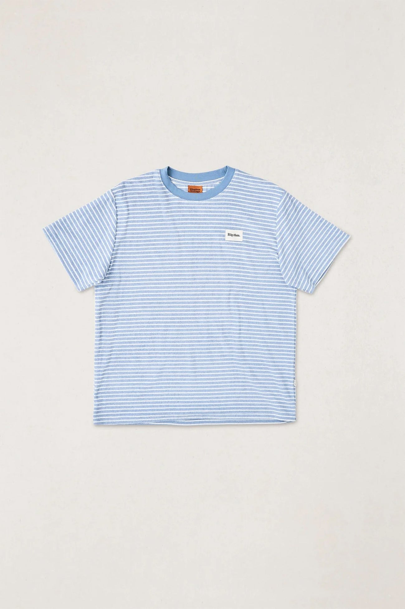 Vintage Terry Stripe Short Sleeve T-Shirt Blue