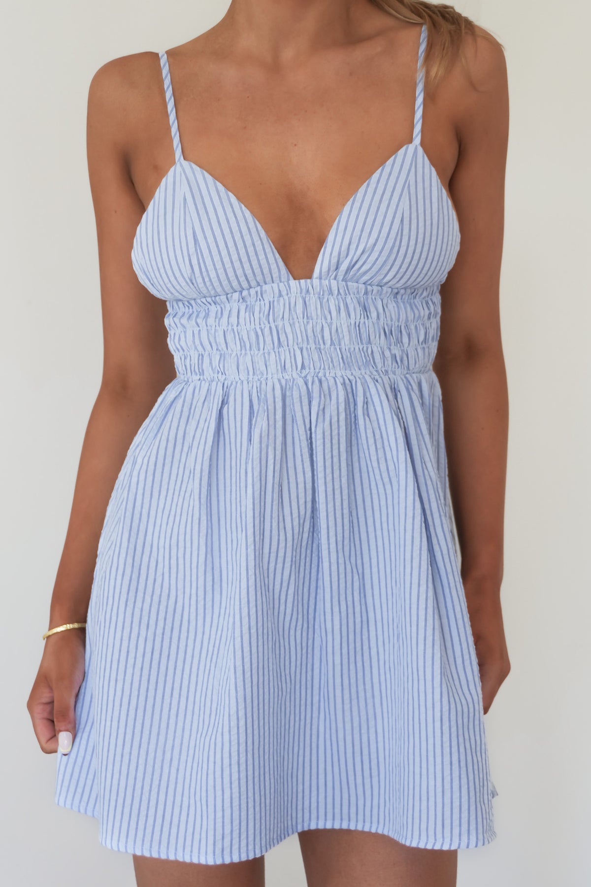 Vista Stripe Mini Dress Blue