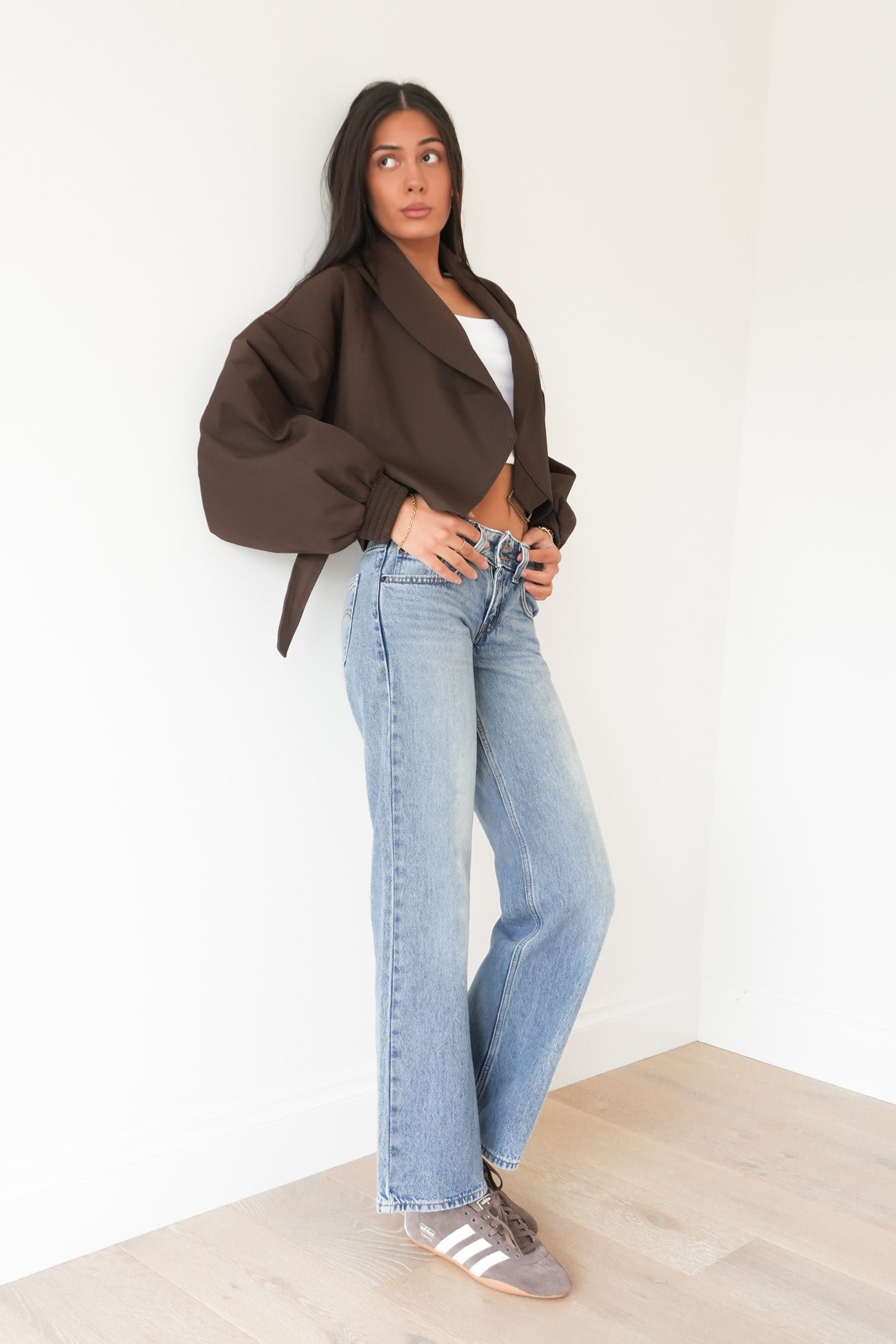 Rachael Buckled Bomber Chocolate