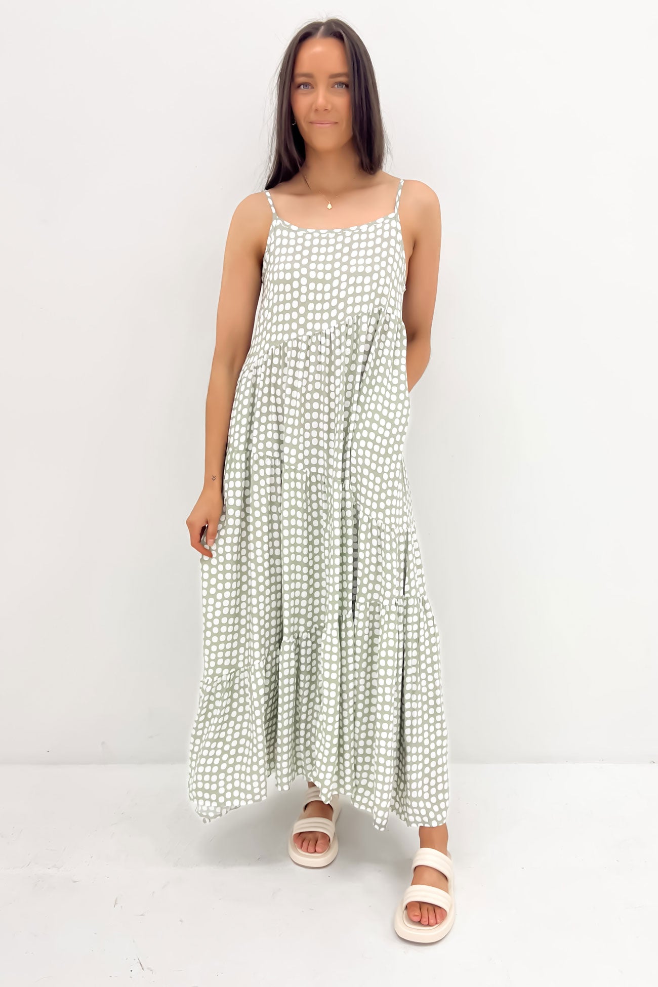Waylon Midi Dress Sage Pebble