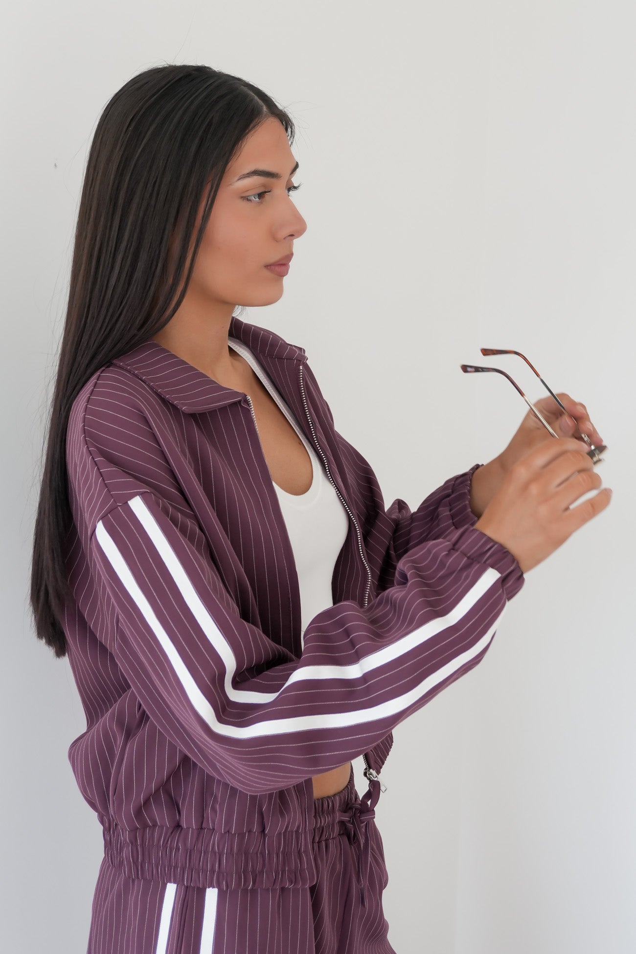 William Jacket Plum Pinstripe