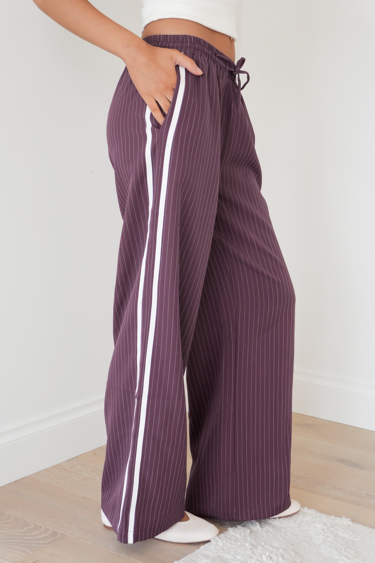 William Pant Plum Pinstripe