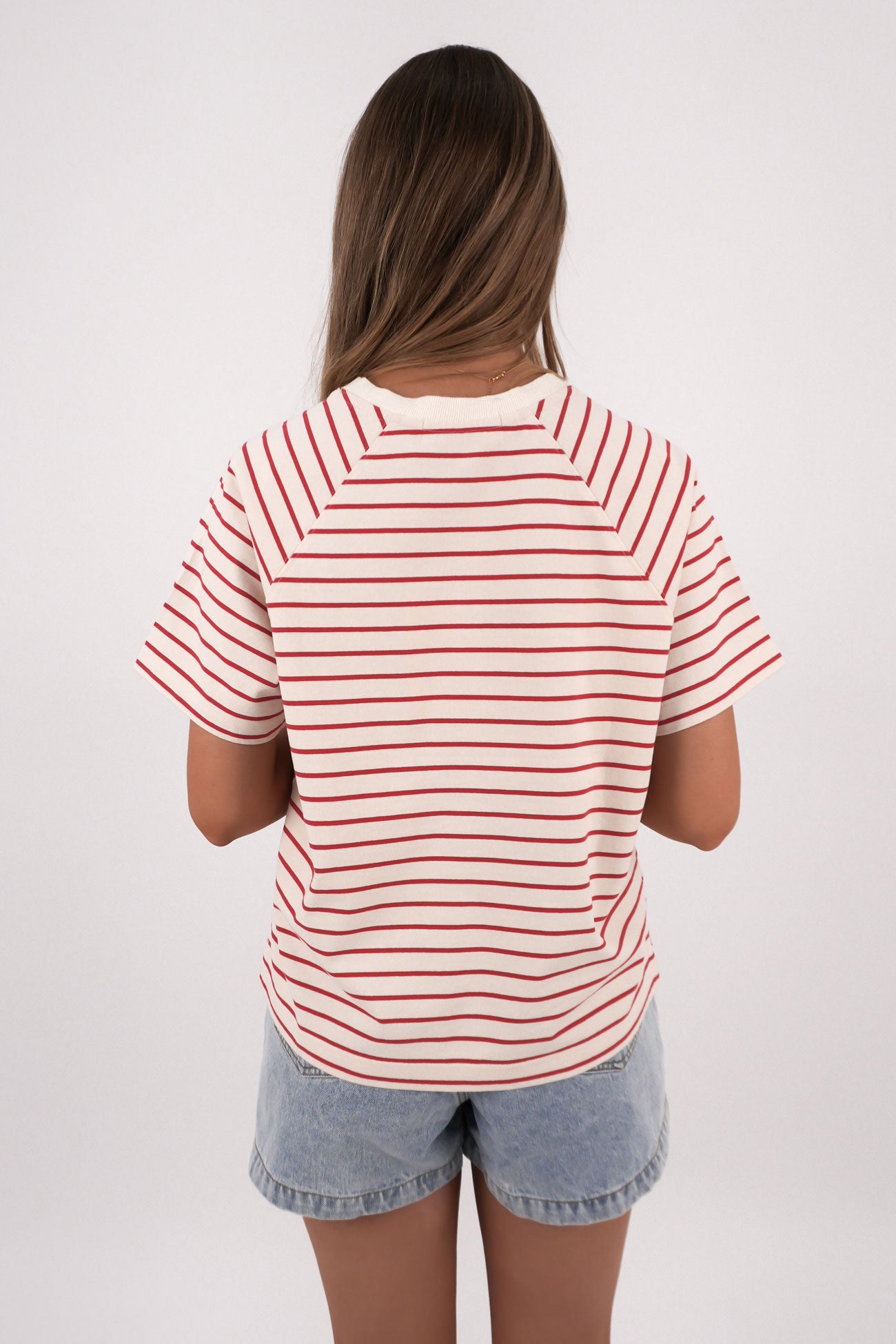 Windsor Stripe Tee Vintage White Red