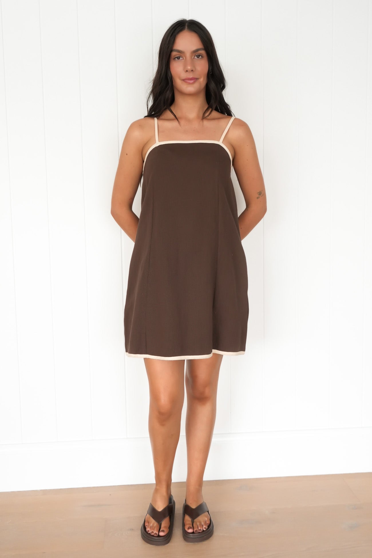 Xave Denim Mini Dress Chocolate