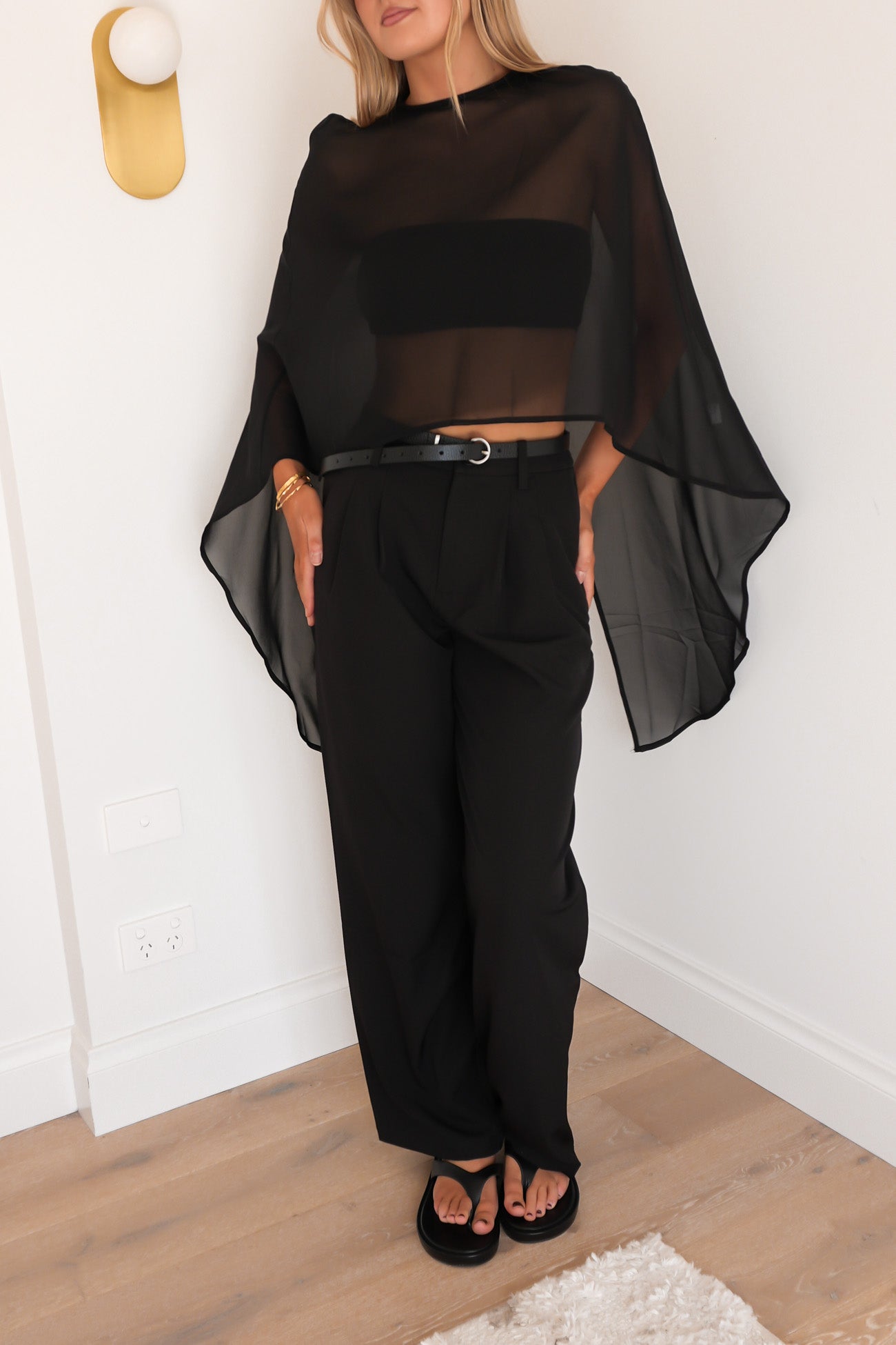 Yasmin Sheer Cape Black