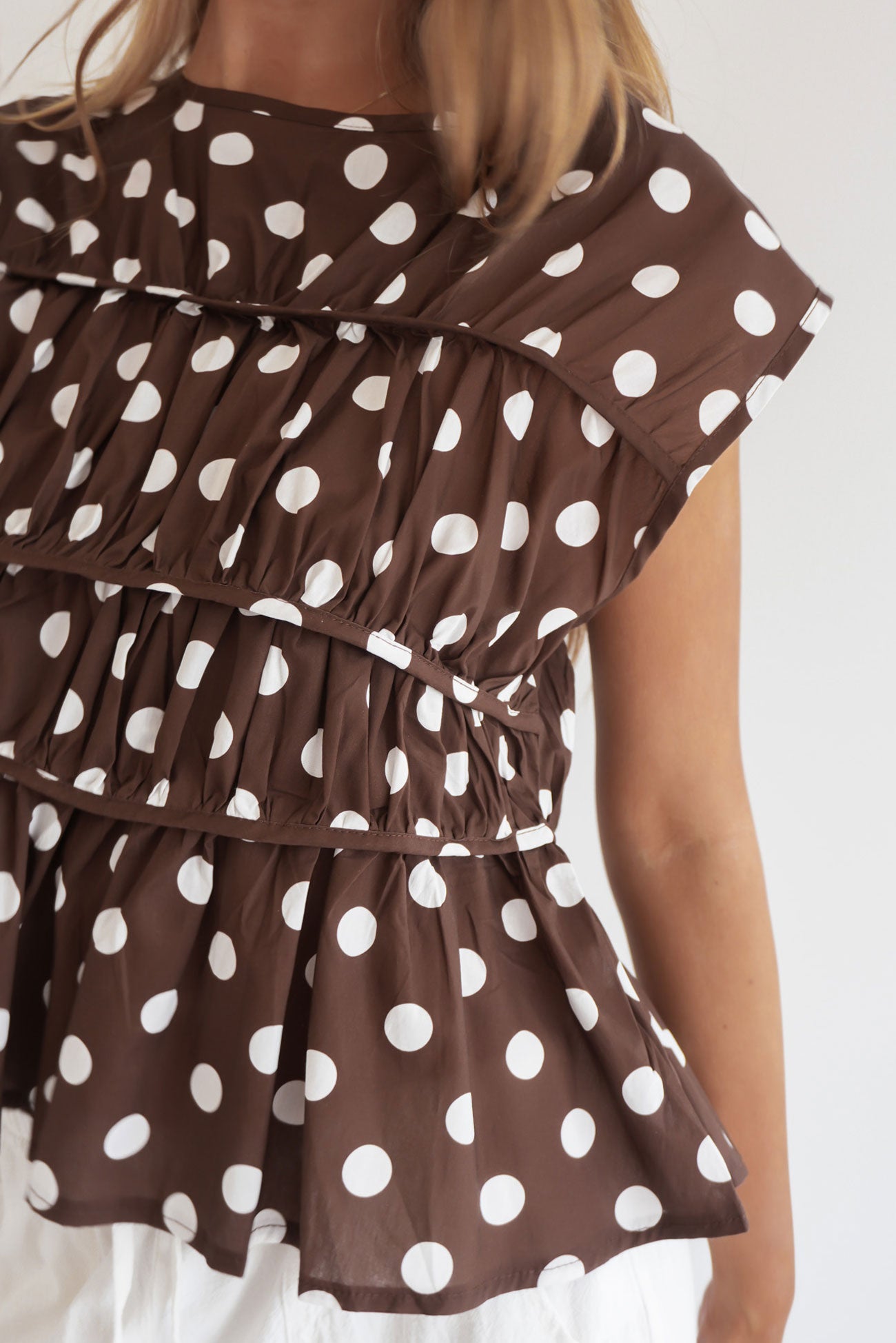 Zala Top Chocolate Polka Dot