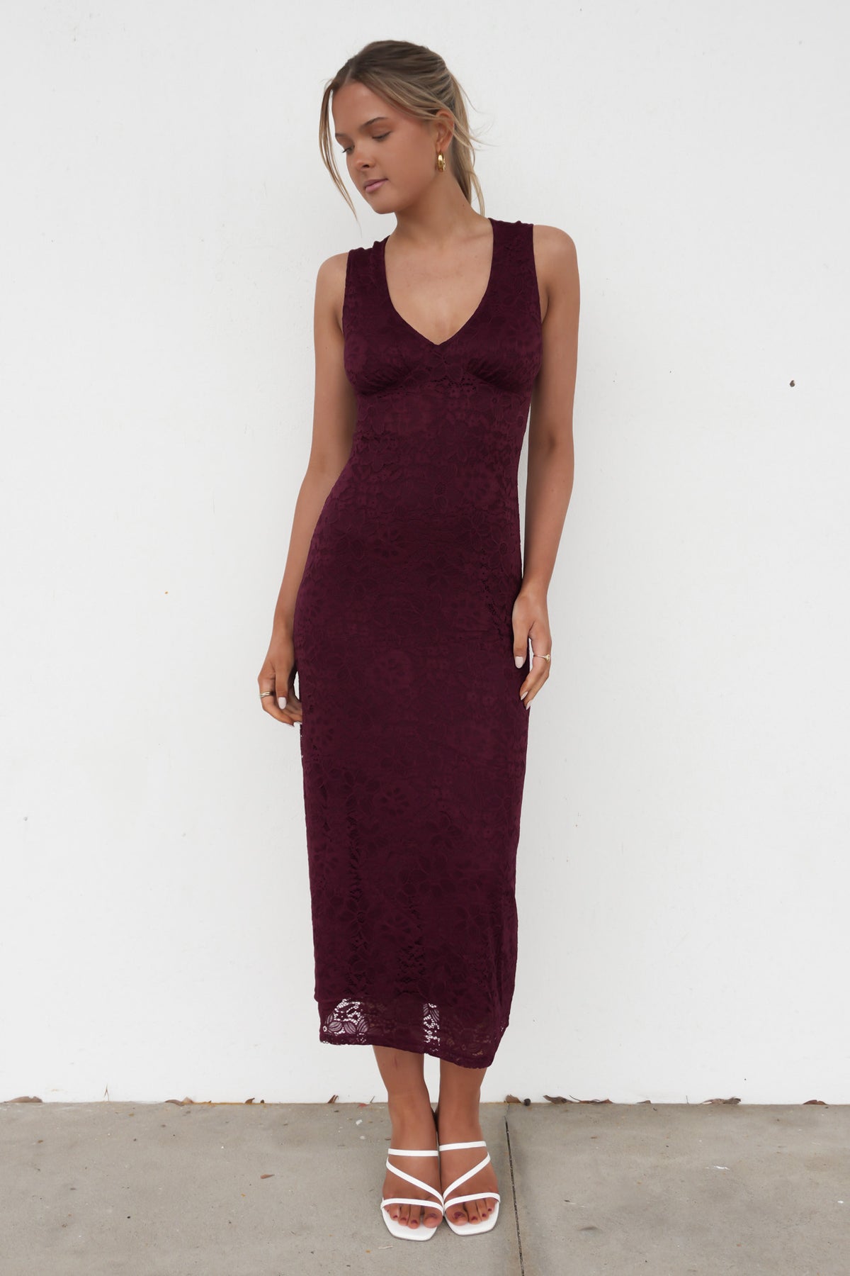 Zea Lace Maxi Dress Wine