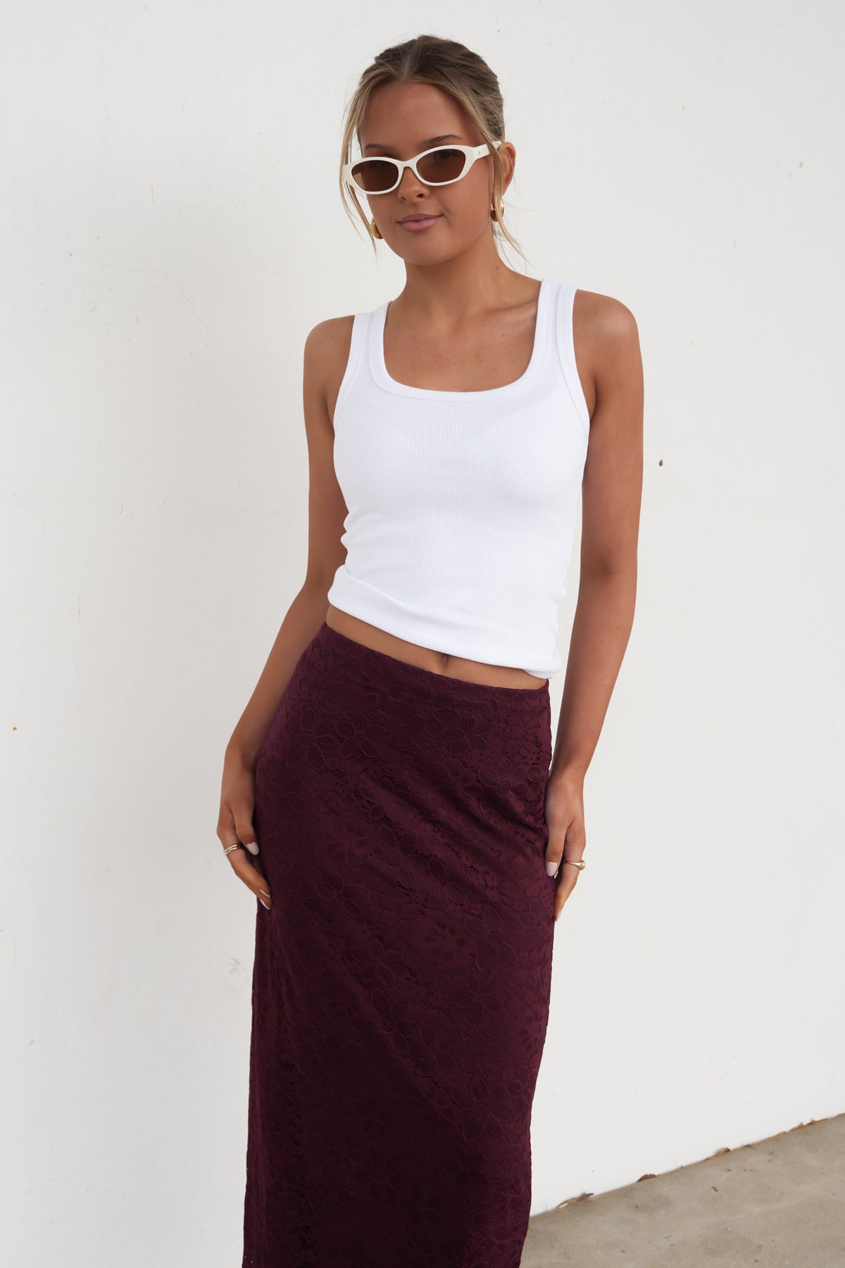Zea Lace Maxi Skirt Wine