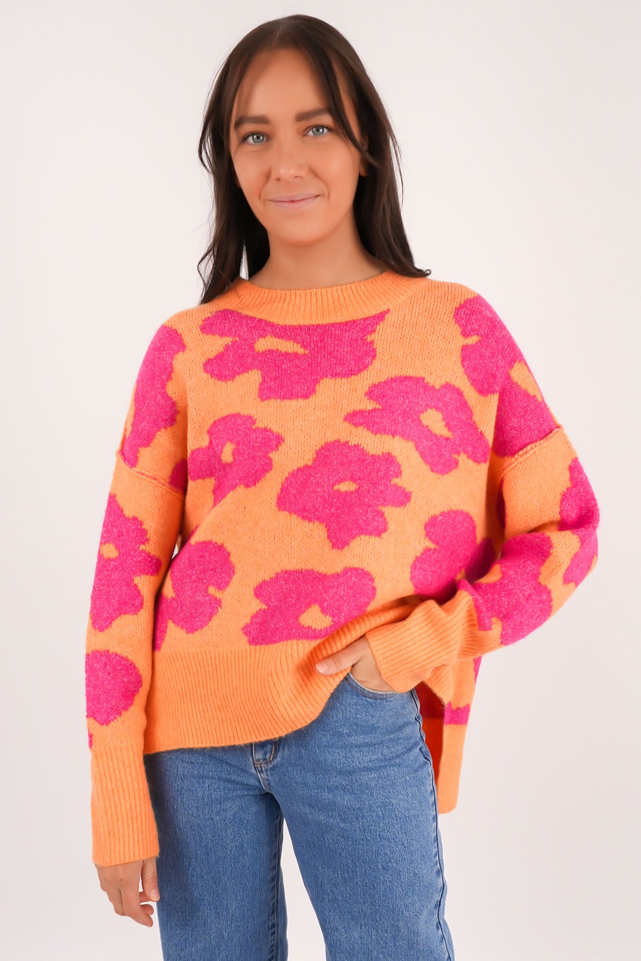 Zira Knit Jumper Orange Pink
