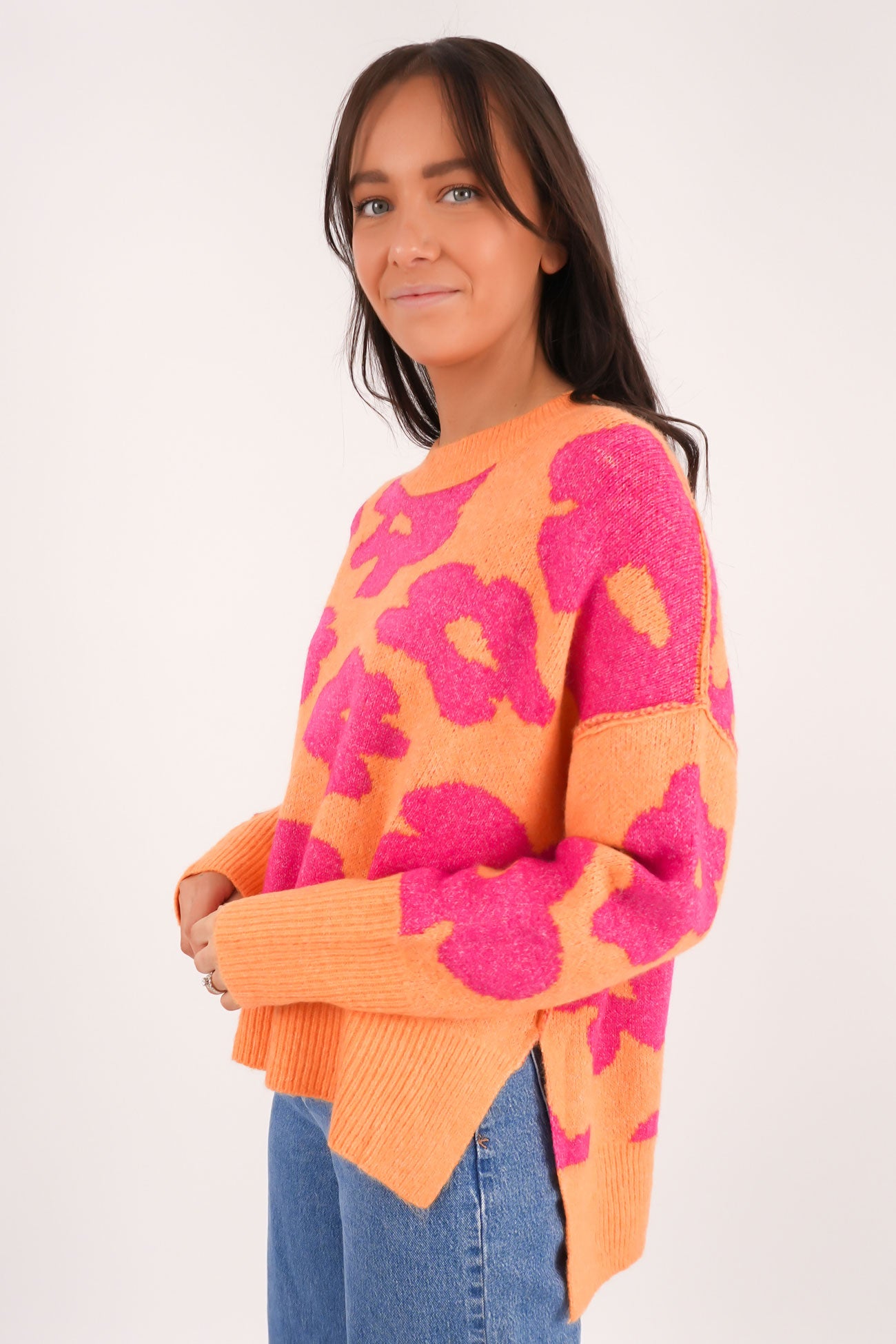 Zira Knit Jumper Orange Pink