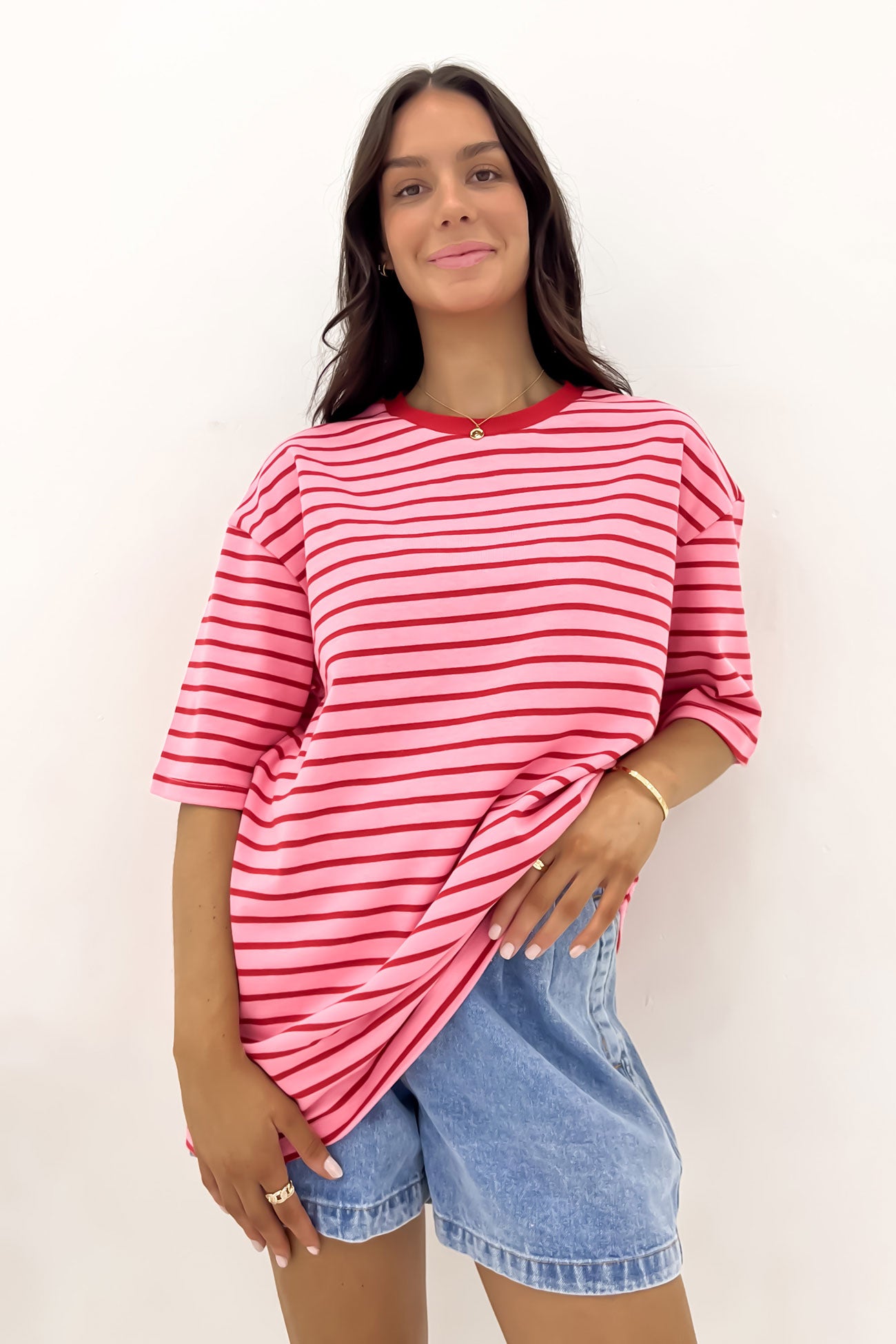Zora Tee Pink Stripe