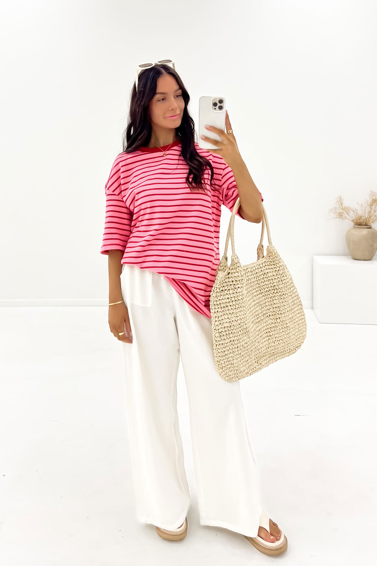 Zora Tee Pink Stripe