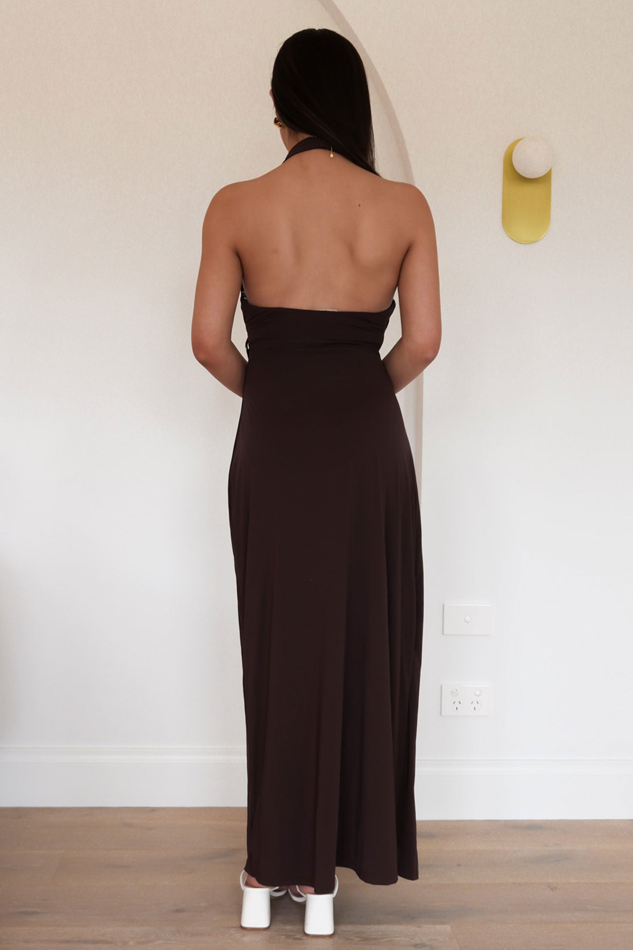 Zorina Halter Maxi Dress Brown