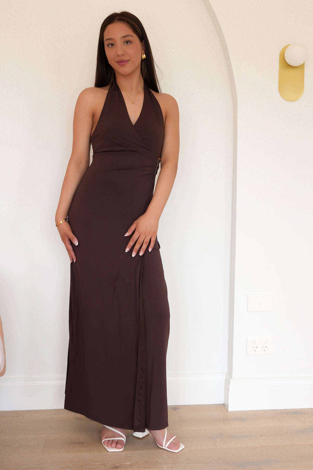 Zorina Halter Maxi Dress Brown Zorina Halter Maxi Dress Brown