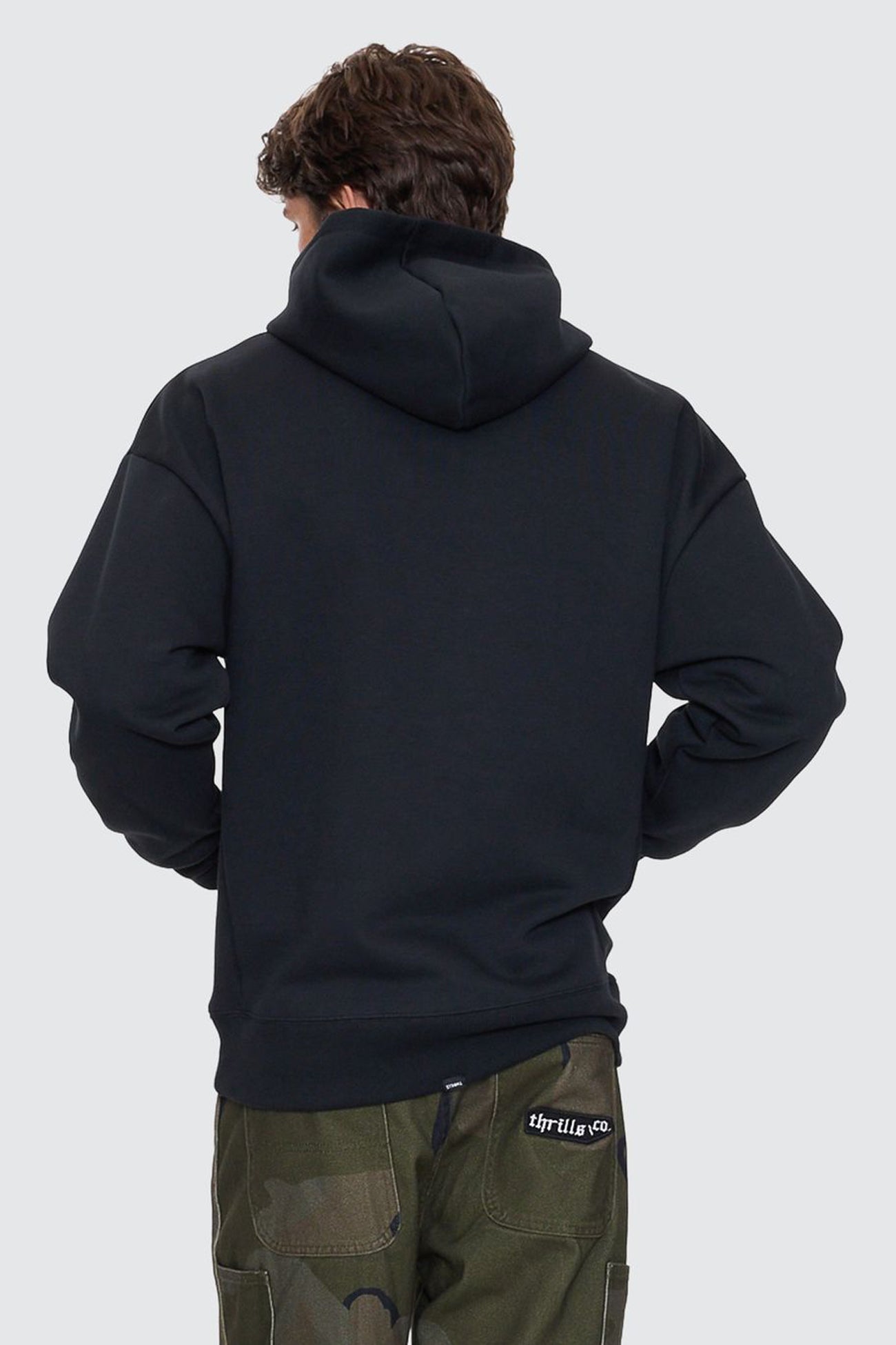 Heavy Voltage Slouch Pull On Cropped Hood Black