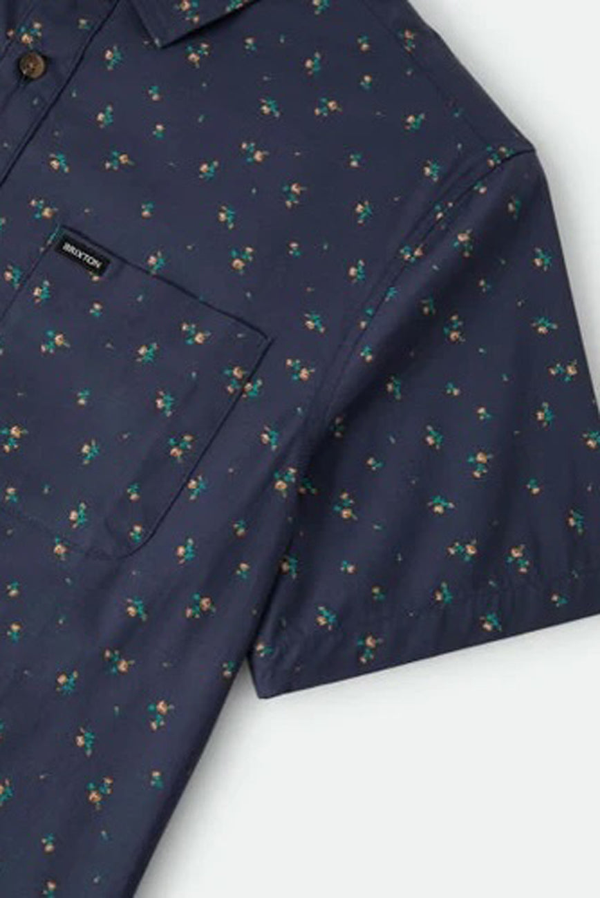 Charter Print Short Sleeve Woven Shirt Washed Navy Micro Floral