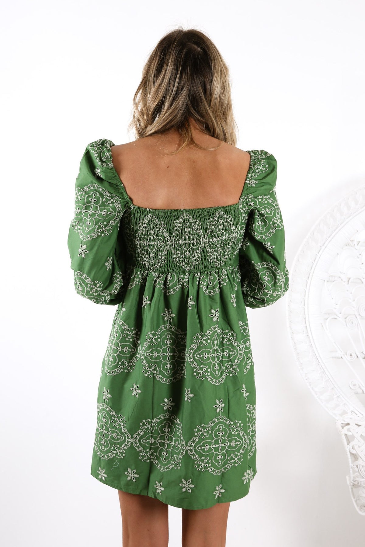 Kyla Embroidery Dress Green