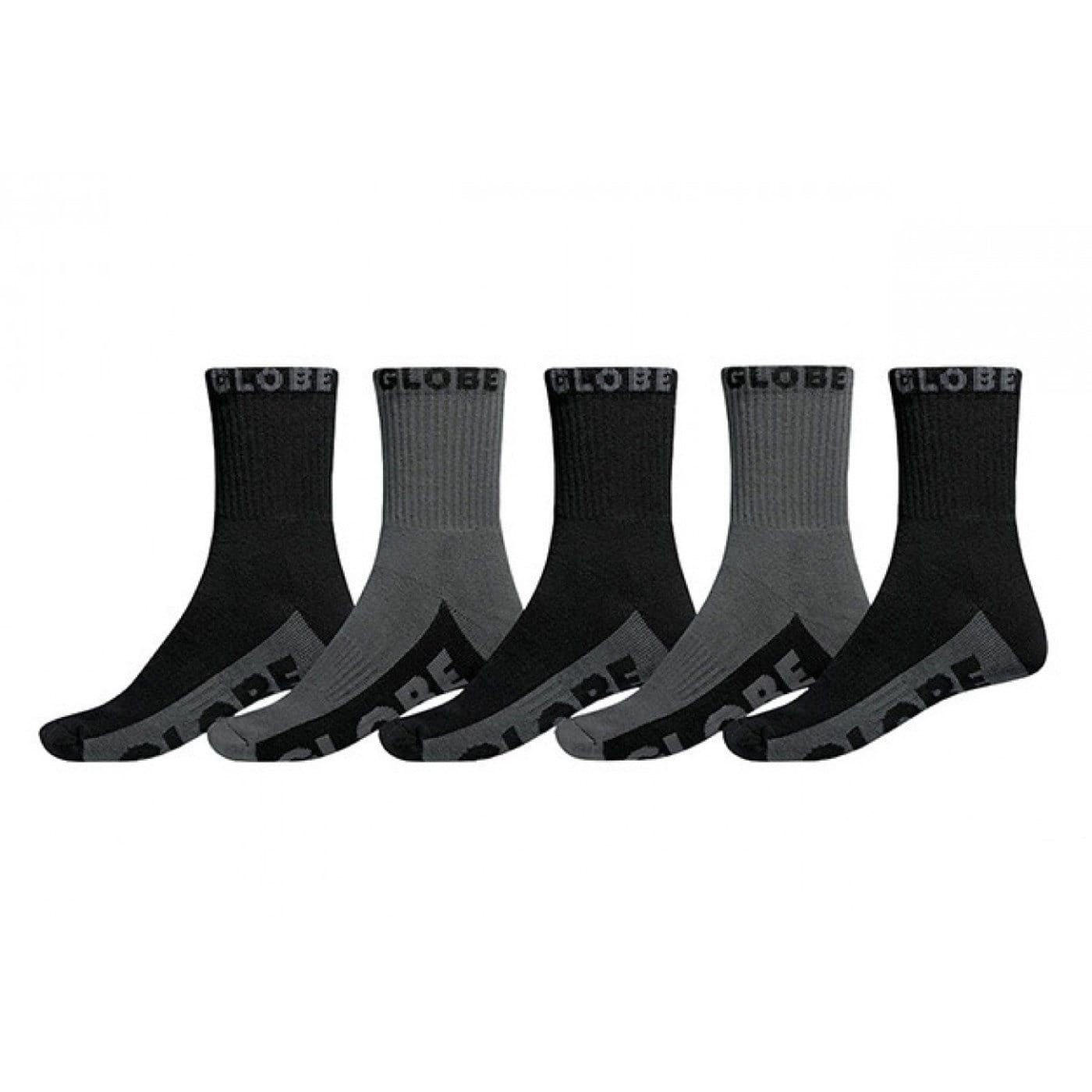 Crew Sock 5 Pack Black Grey Globe - Jean Jail
