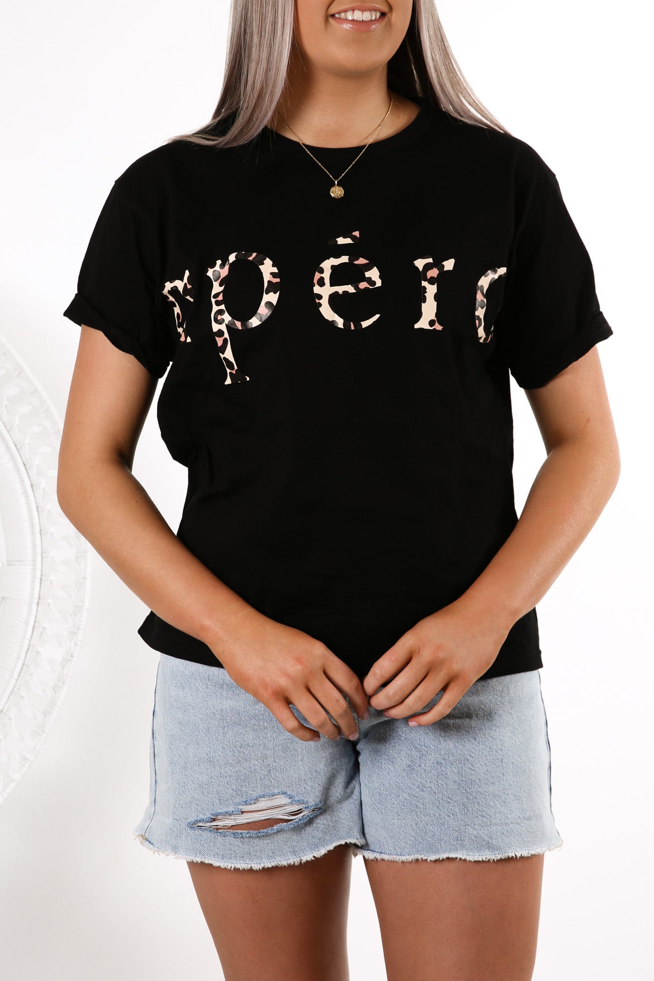 JJ Leopard Printed Tee Black