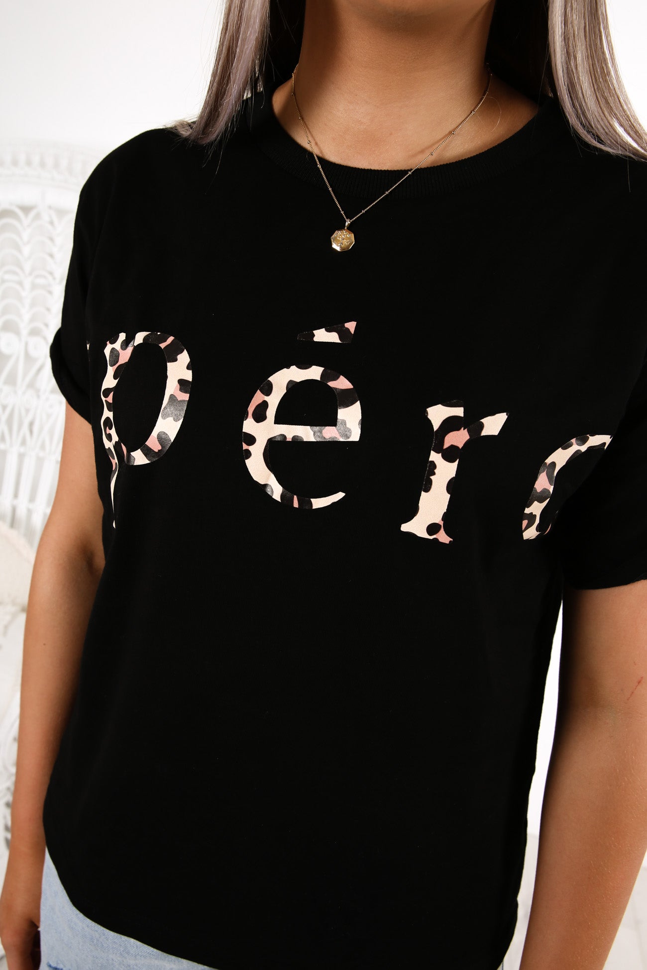 JJ Leopard Printed Tee Black